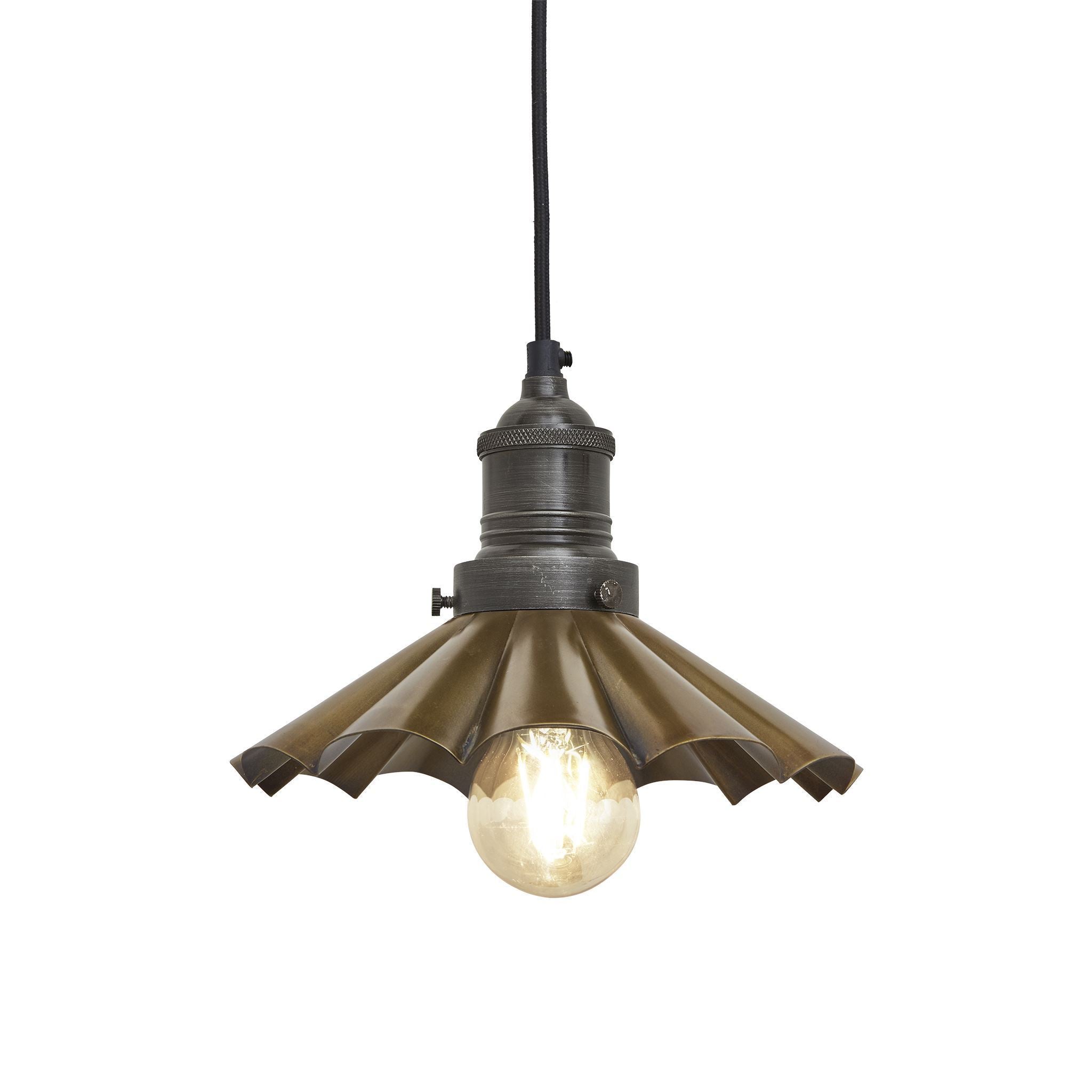 Industville Brooklyn Umbrella Pendant - 8 Inch - Brass-Ceiling Lights-Yester Home
