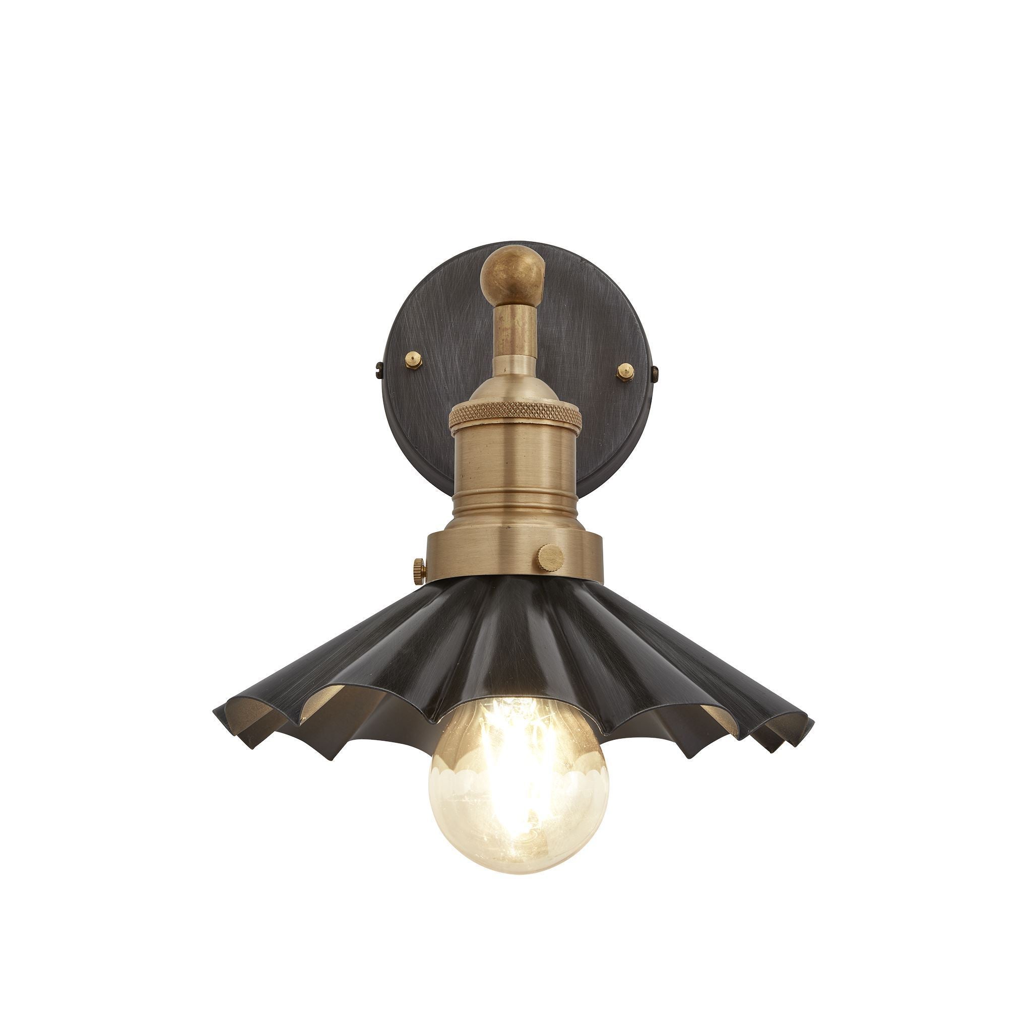 Industville Brooklyn Umbrella Wall Light - 8 Inch - Pewter-Wall Lights-Yester Home