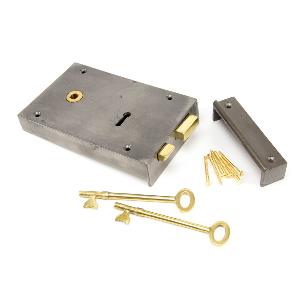 Iron Left Hand Rim Lock - Large | From The Anvil-Rim Locks & Latches-Yester Home