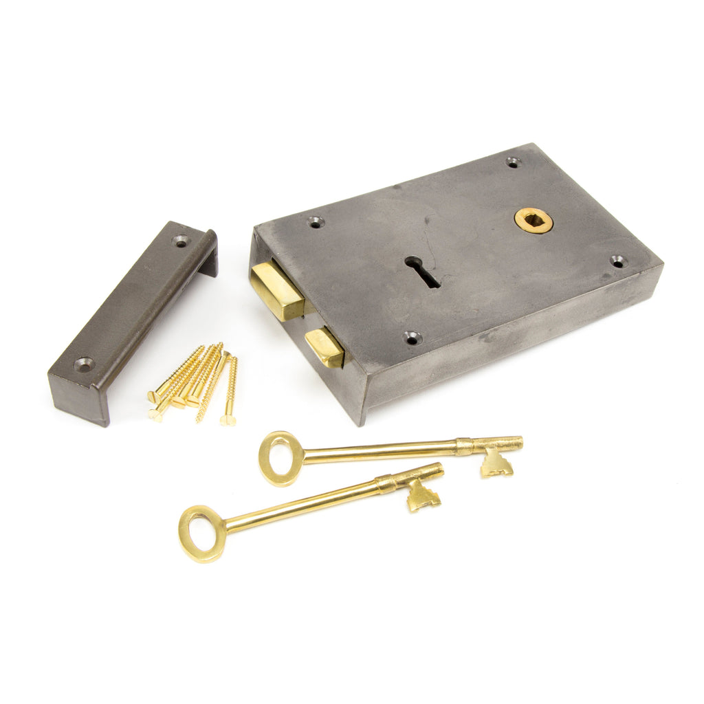 Iron Right Hand Rim Lock - Large | From The Anvil-Rim Locks & Latches-Yester Home