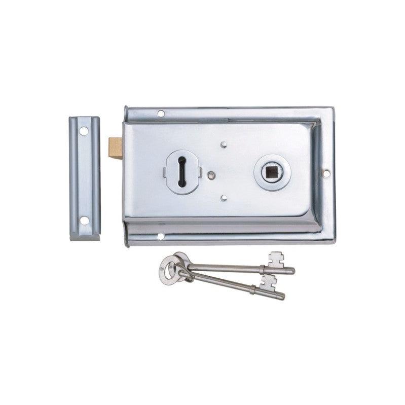 Iron Rim Lock - Fluted Polished Chrome-Rim Locks-Yester Home