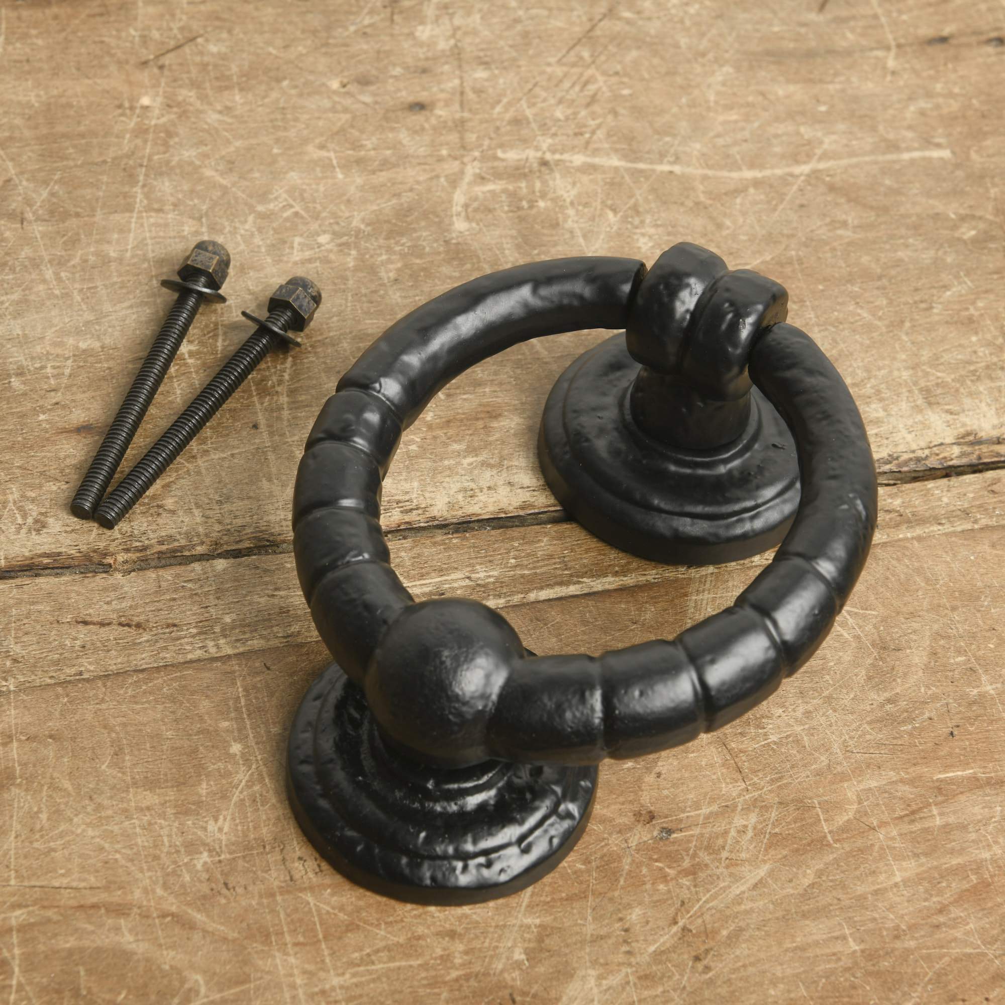 Iron Ring Door Knocker | Black-Door Knocker-Yester Home