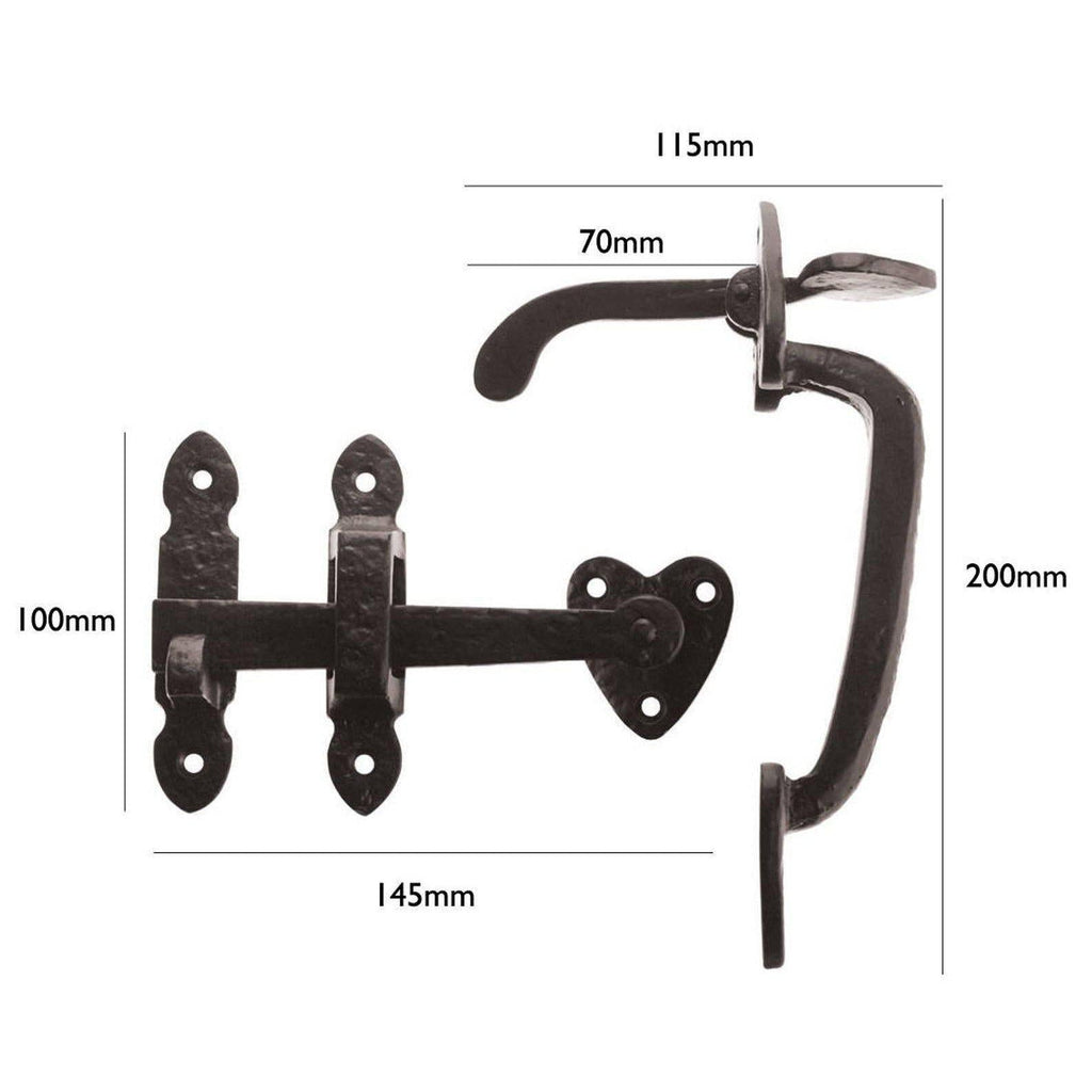 Iron Suffolk Thumblatch Set · Heart 7118 ·-Thumb Latches-Yester Home