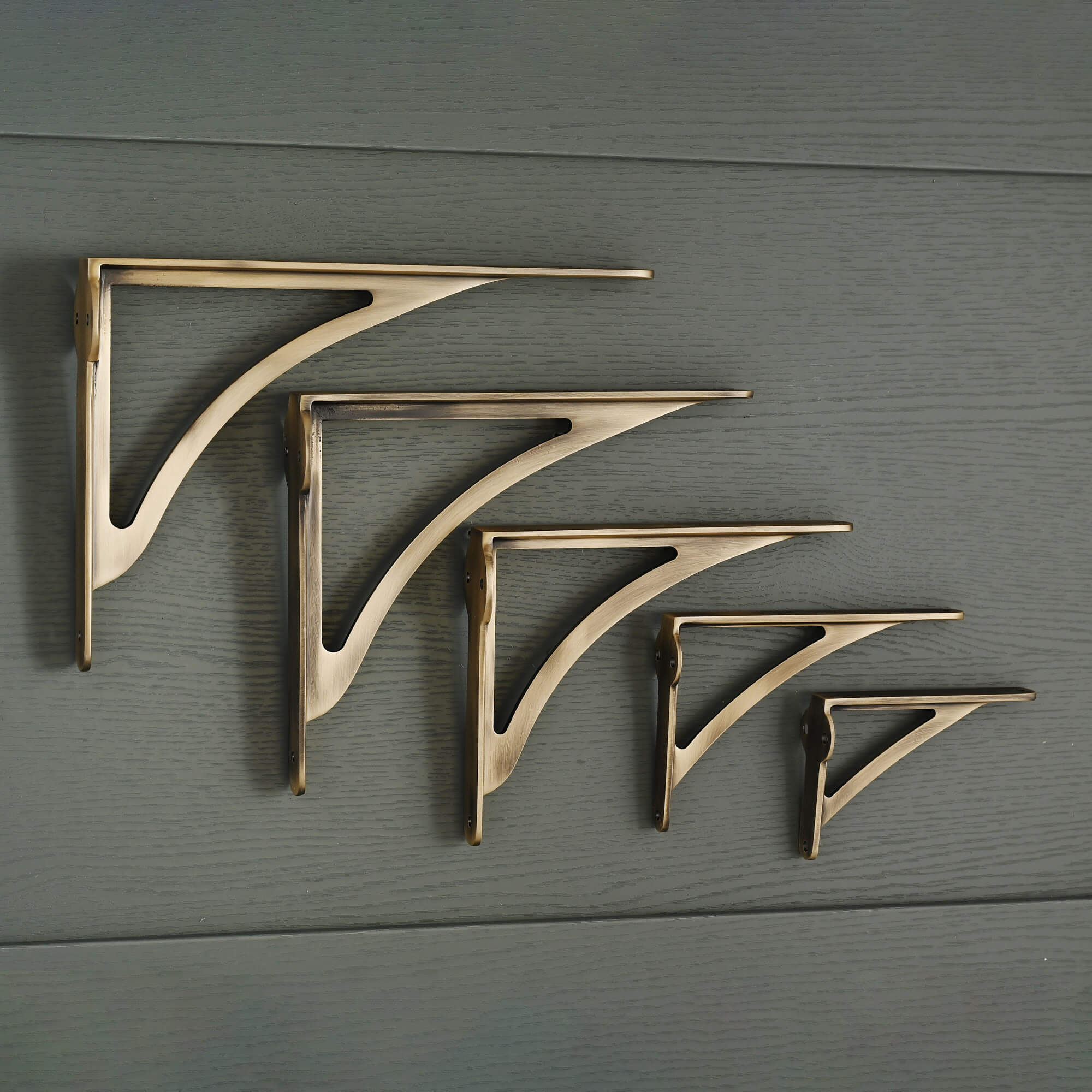 Ironbridge Aged Brushed Brass Shelf Brackets | 4.5/6/7/8/10" - Brass Shelf Brackets - Yester Home - Yester Home