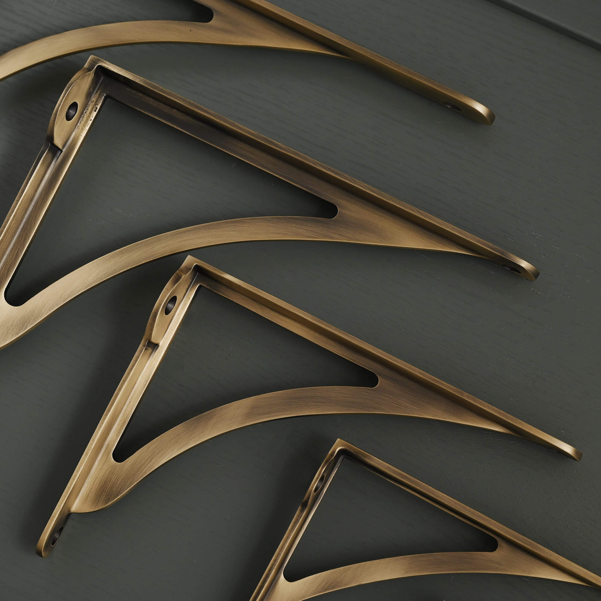 Ironbridge Aged Brushed Brass Shelf Brackets | 4.5/6/7/8/10" - Brass Shelf Brackets - Yester Home - Yester Home