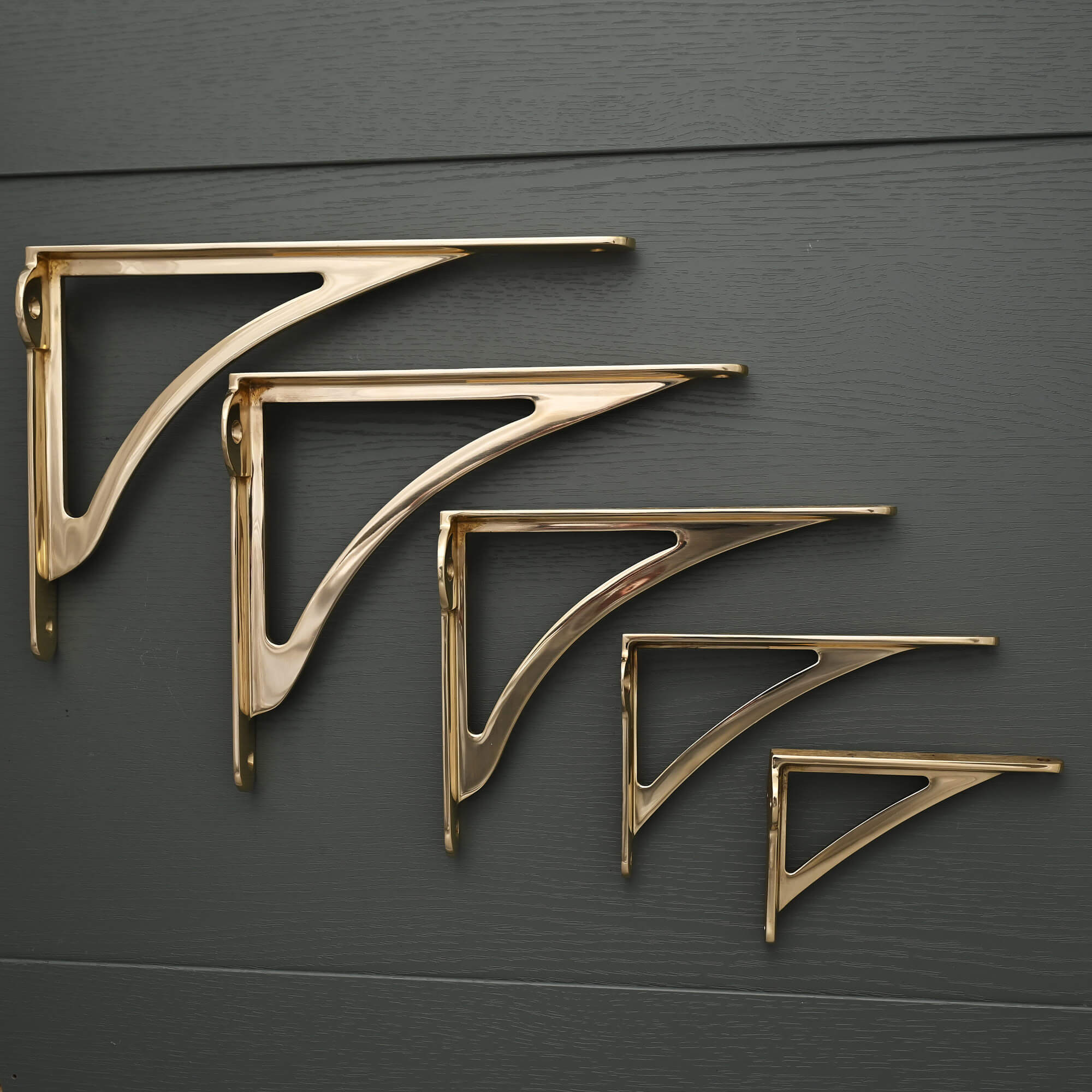 Ironbridge Polished Brass Shelf Brackets | 4.5/6/7/8/10" - Brass Shelf Brackets - Yester Home - Yester Home