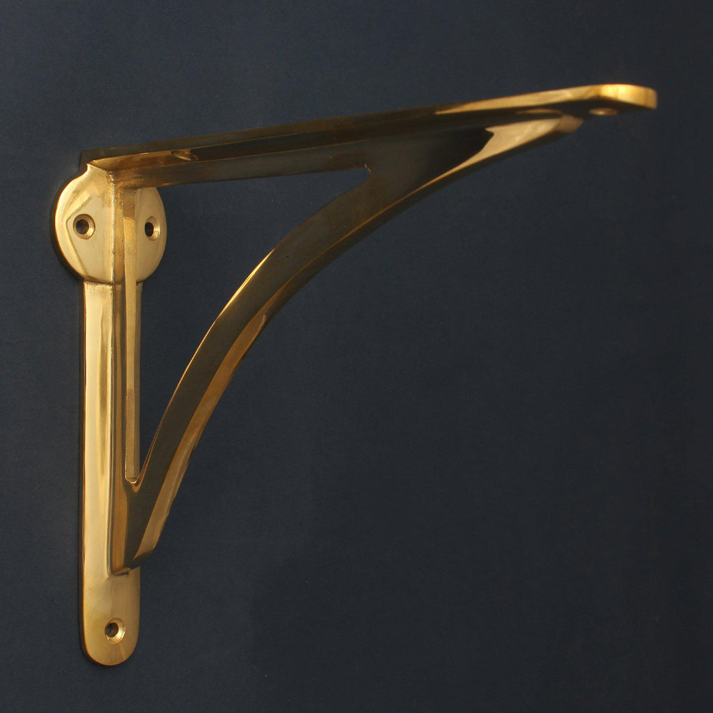 Ironbridge Polished Brass Shelf Brackets | 4.5/6/7/8/10"-Brass Shelf Brackets-Yester Home