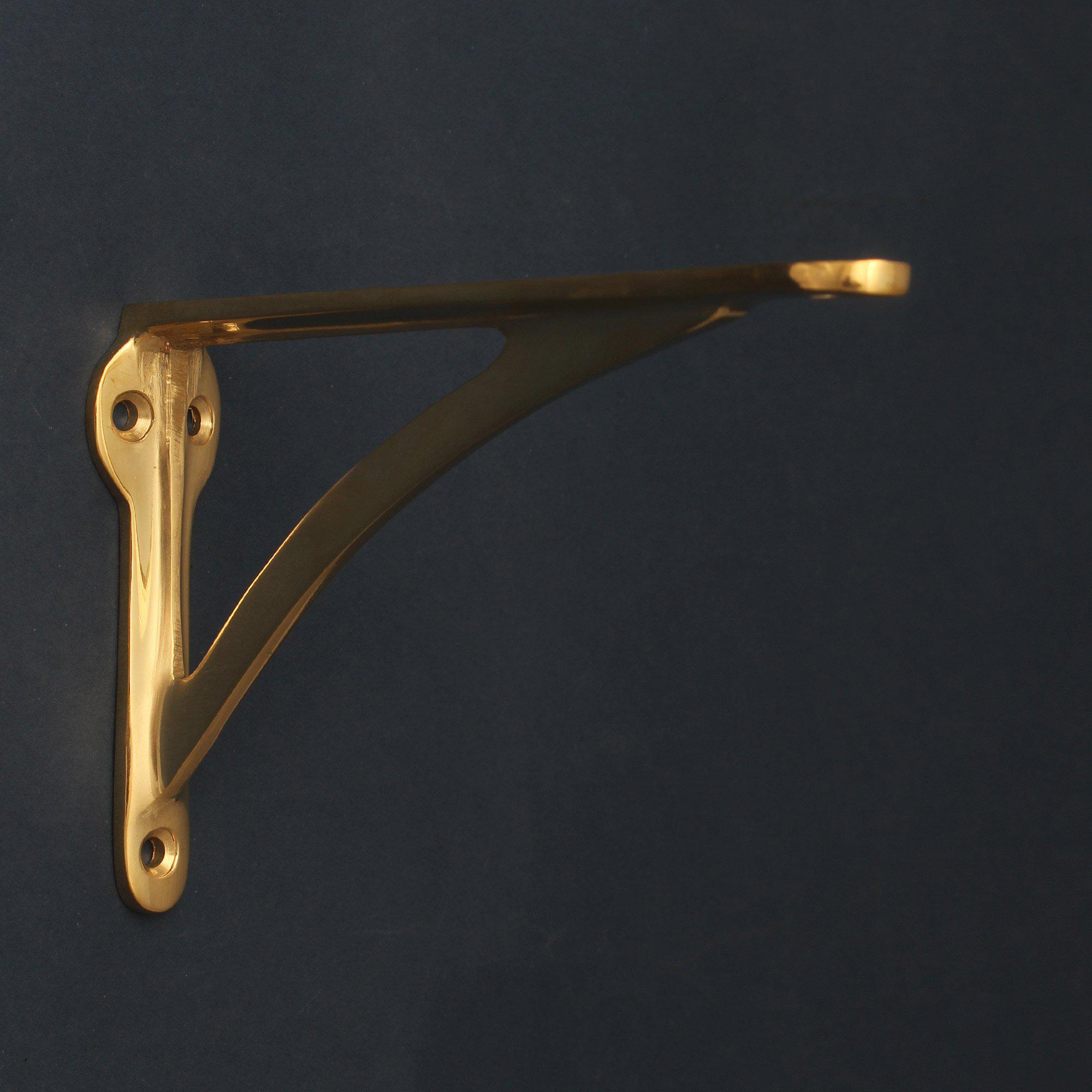 Ironbridge Polished Brass Shelf Brackets | 4.5/6/7/8/10"-Brass Shelf Brackets-Yester Home