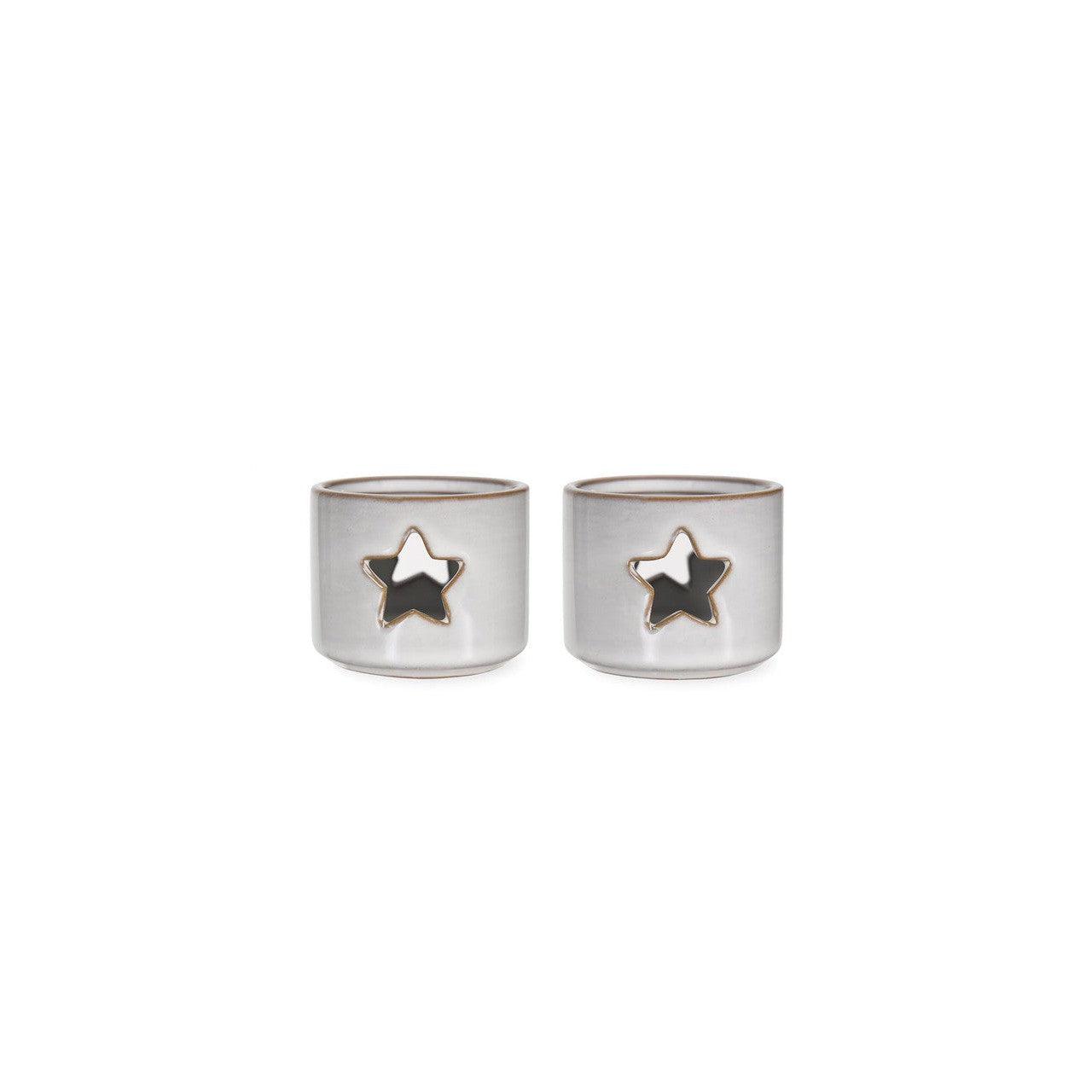 Ithaca Tealight Holders Set of 2 White - Candle Holders - Garden Trading - Yester Home