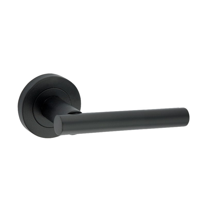 Jura Lever Door Handle Matt Black-Levers on Rose-Yester Home