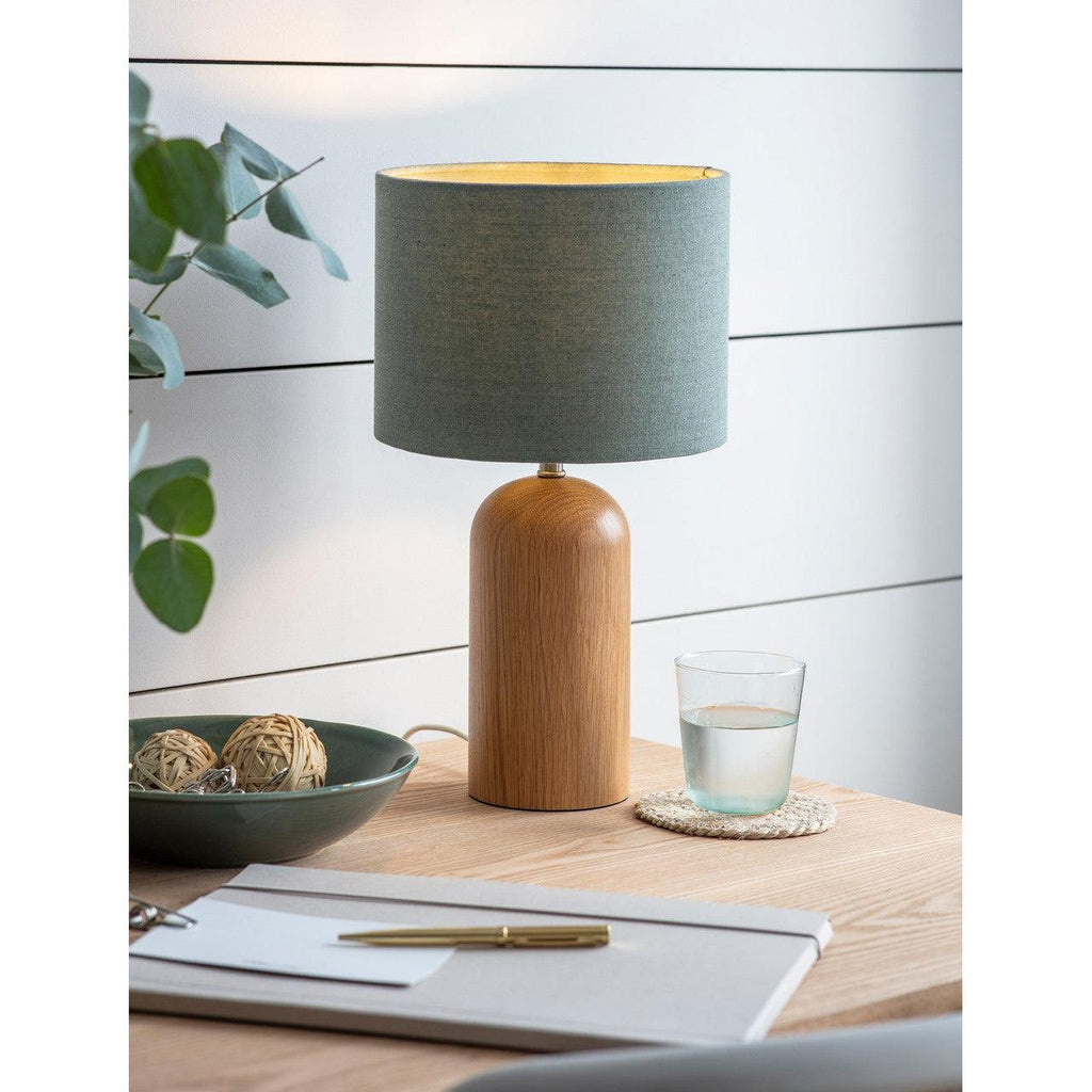 Kingsbury Table Lamp with Shade in Thistle Green - Oak-Table & Desk Lamps-Yester Home