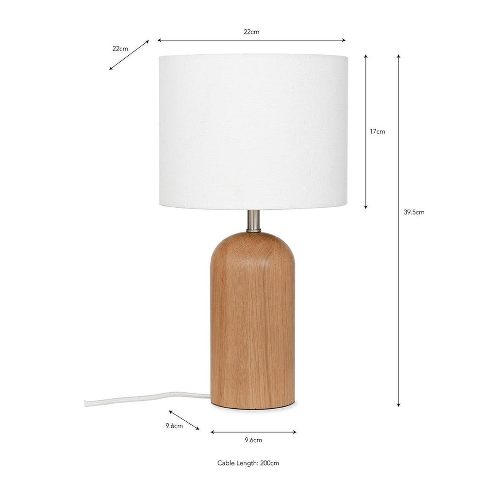 Kingsbury Table Lamp with Shade in White - Oak-Table & Desk Lamps-Yester Home