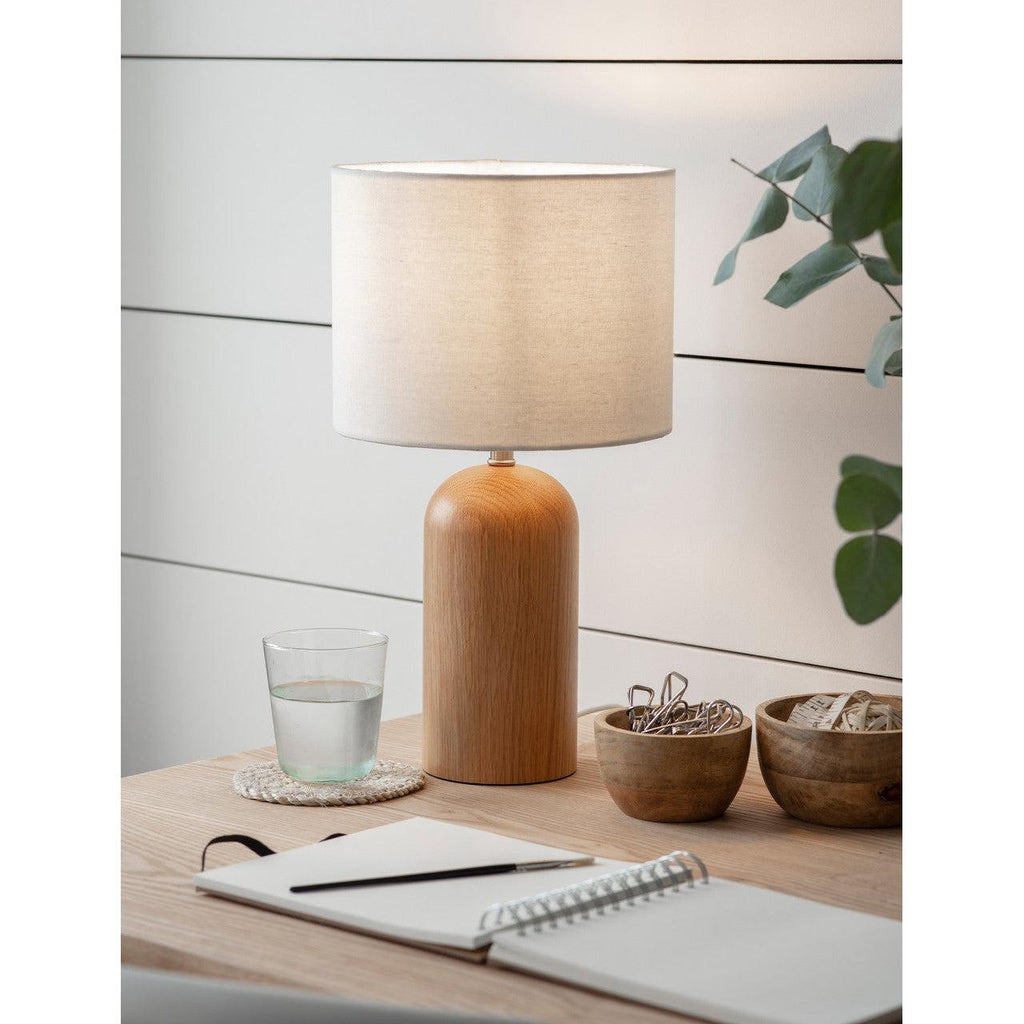 Kingsbury Table Lamp with Shade in White - Oak-Table & Desk Lamps-Yester Home