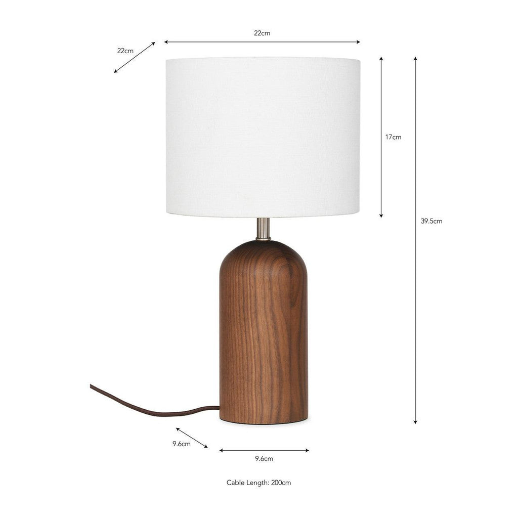 Kingsbury Table Lamp with Shade in White - Walnut-Table & Desk Lamps-Yester Home