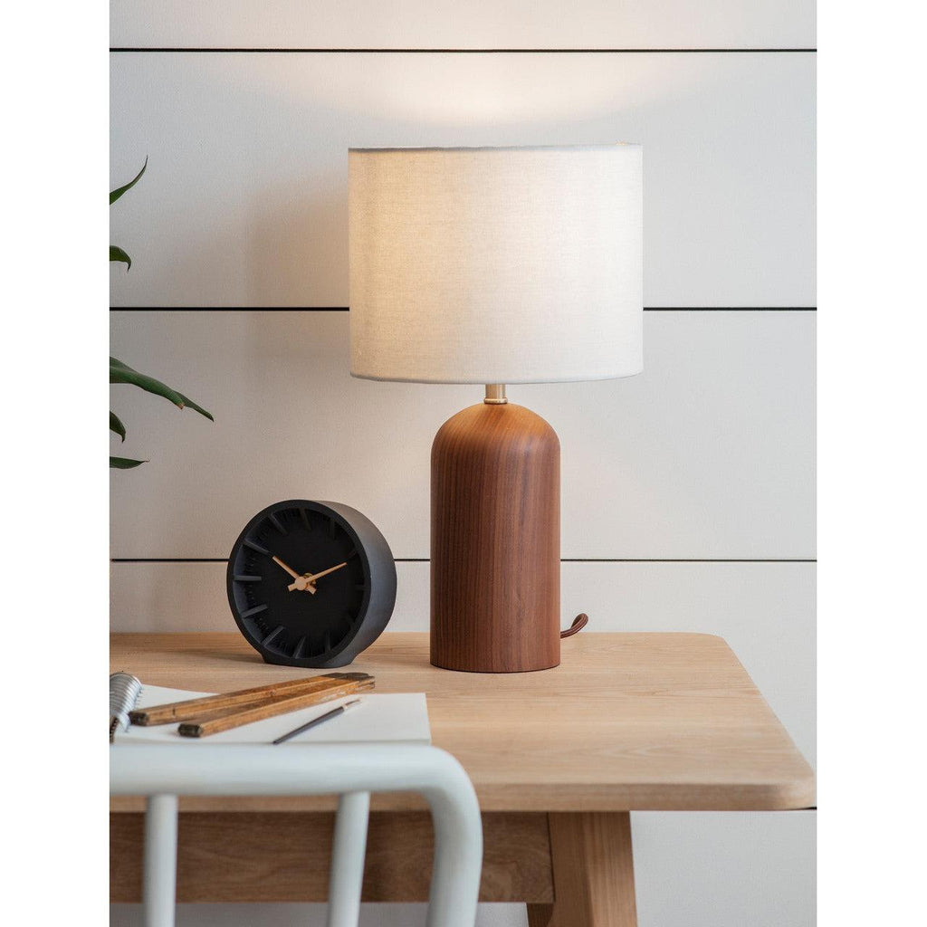 Kingsbury Table Lamp with Shade in White - Walnut-Table & Desk Lamps-Yester Home