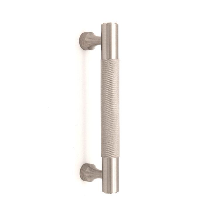 Knurled Bar Handles Medium Satin Silver-Cabinet Handles-Yester Home