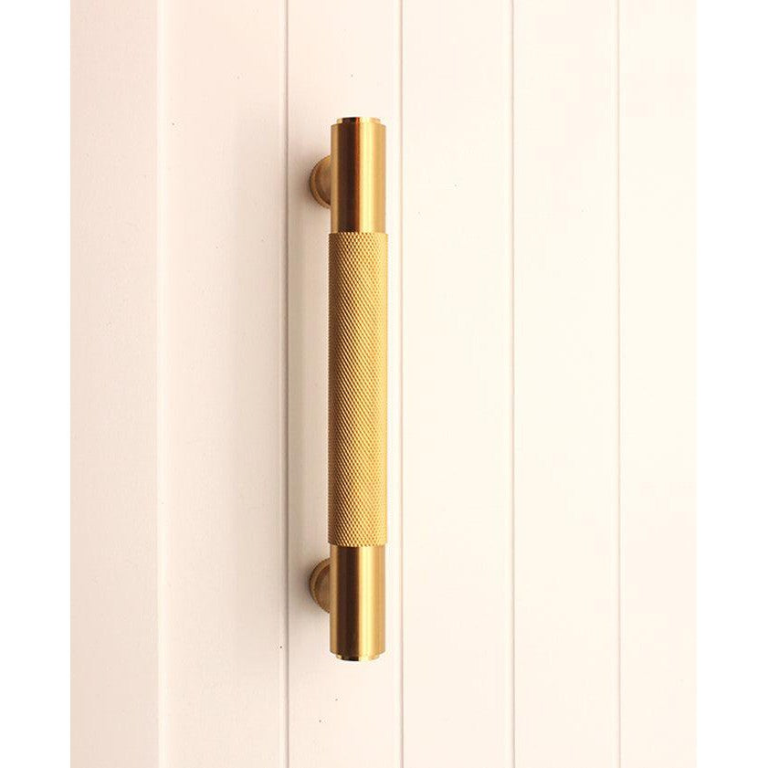 Knurled Bar Handles Small Satin Brass-Cabinet Handles-Yester Home