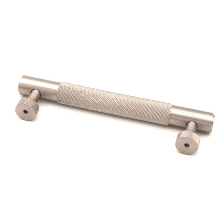 Knurled Bar Handles Small Satin Silver-Cabinet Handles-Yester Home