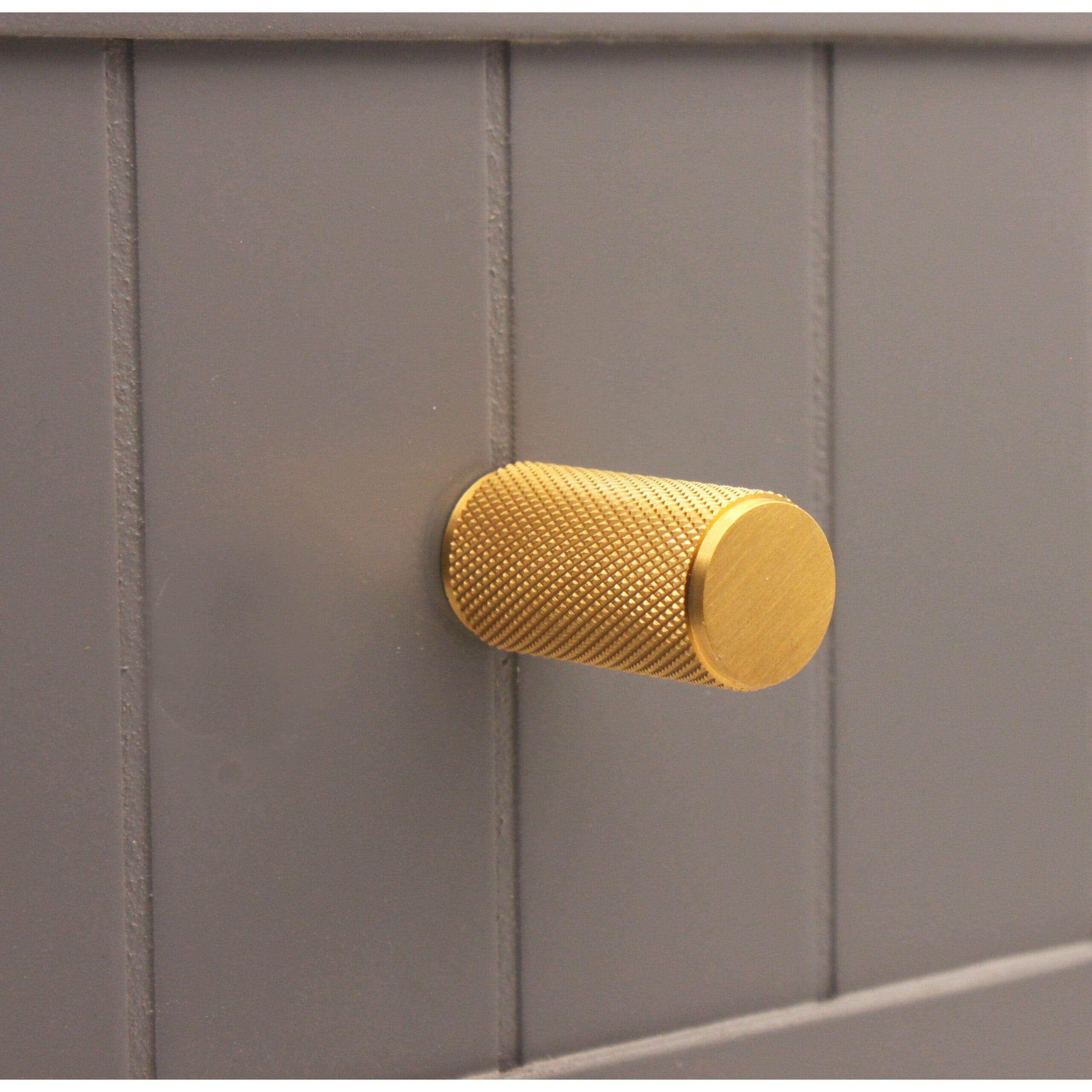 Knurled Cylinder Cupboard Pull Satin Brass-Cupboard Pulls-Yester Home