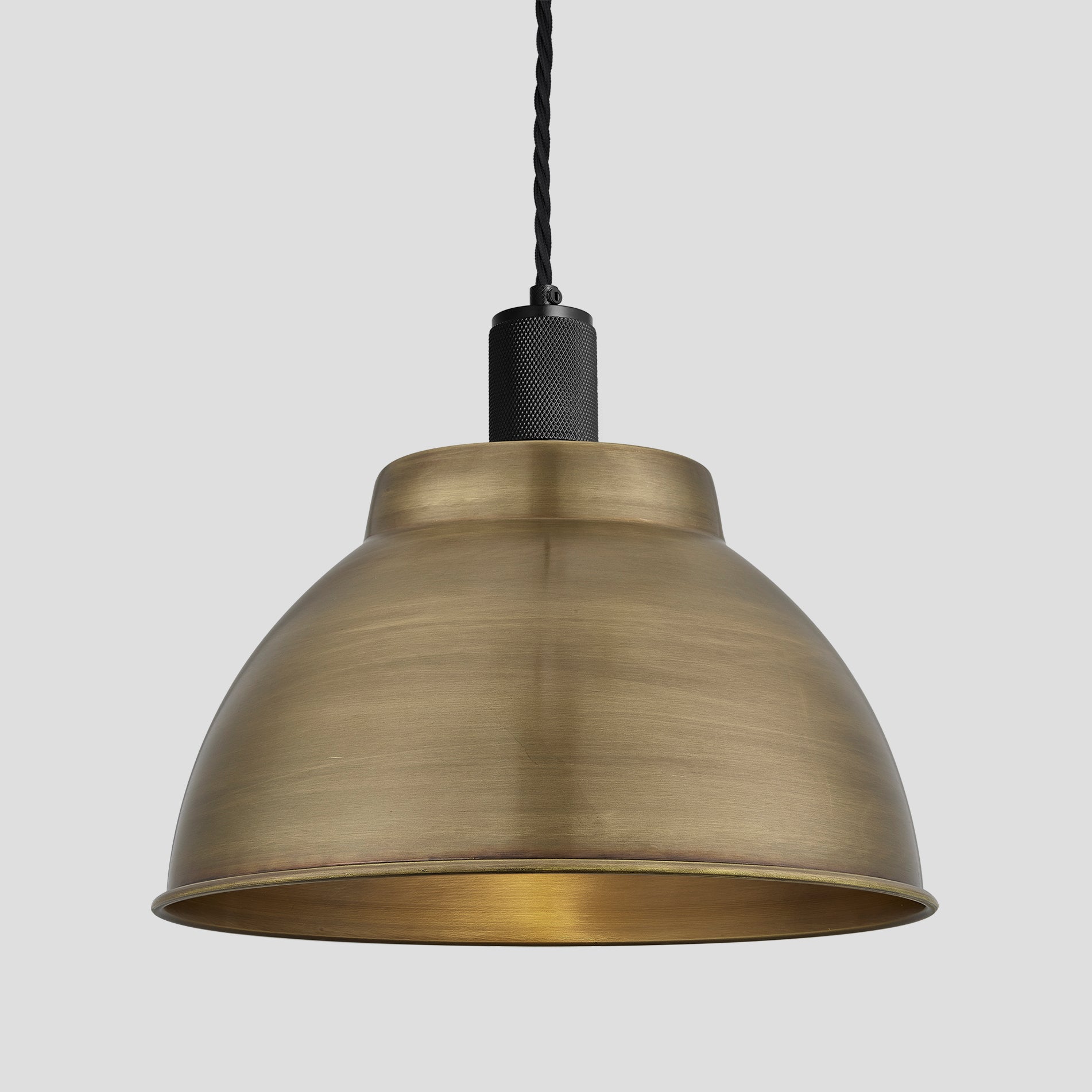 Knurled Dome Pendant - 13 Inch - Brass-Ceiling Lights-Yester Home