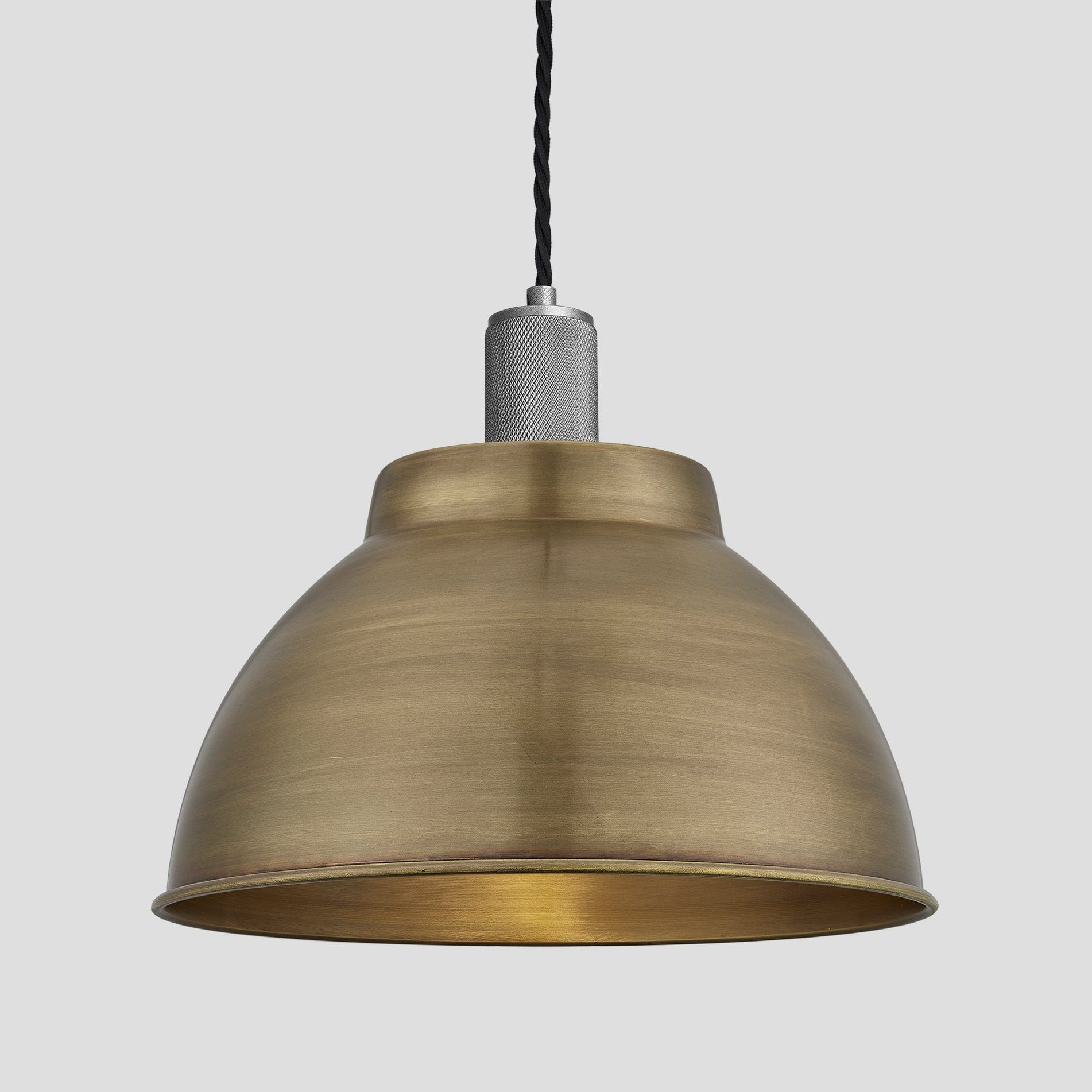 Knurled Dome Pendant - 13 Inch - Brass-Ceiling Lights-Yester Home
