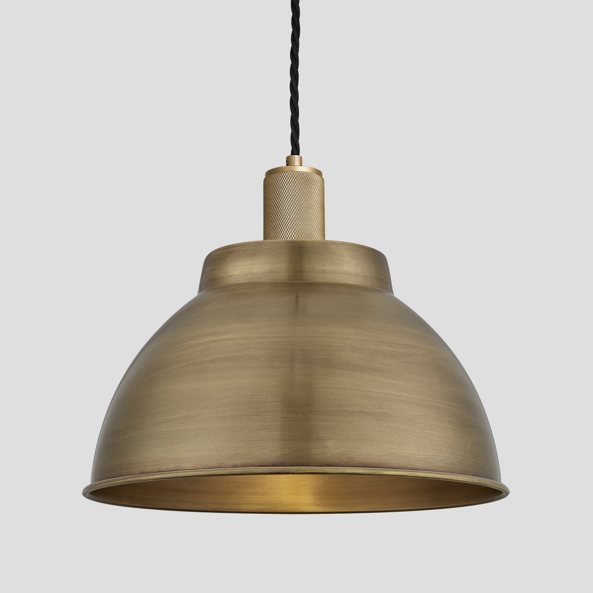 Knurled Dome Pendant - 13 Inch - Brass-Ceiling Lights-Yester Home