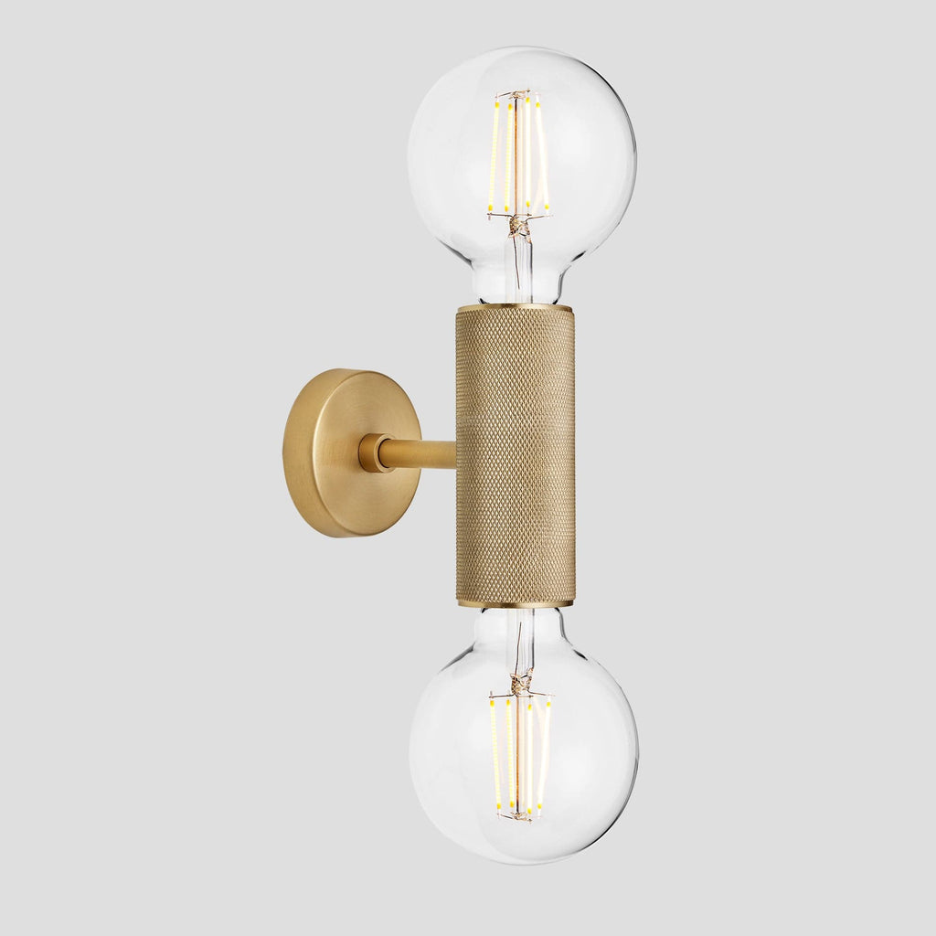 Knurled Edison Double Wall Light - Brass-Wall Lights-Yester Home