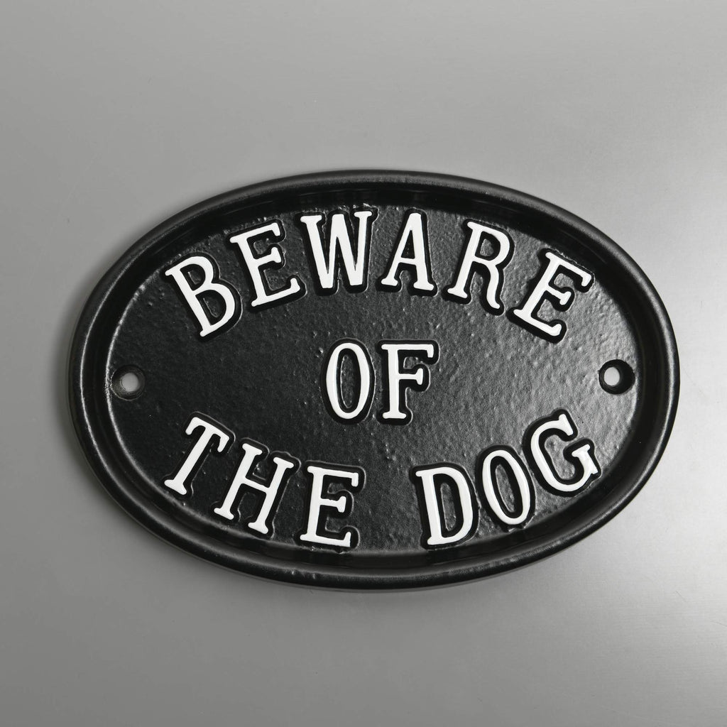 Large Oval Beware Of The Dog Sign-Dog Warning Signs-Yester Home