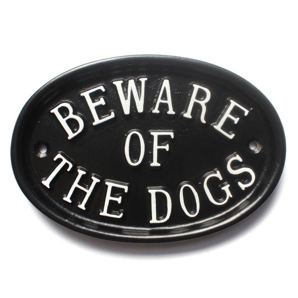 Large Oval Beware Of The Dogs Sign-Dog Warning Signs-Yester Home