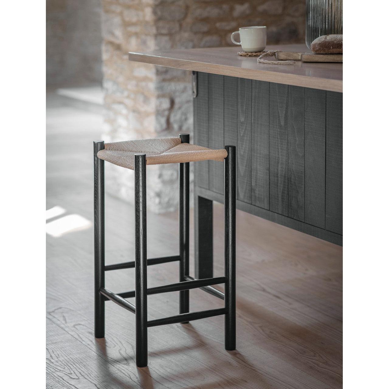 Longworth Bar Stool, Black Frame - Oak-Indoor Furniture-Yester Home