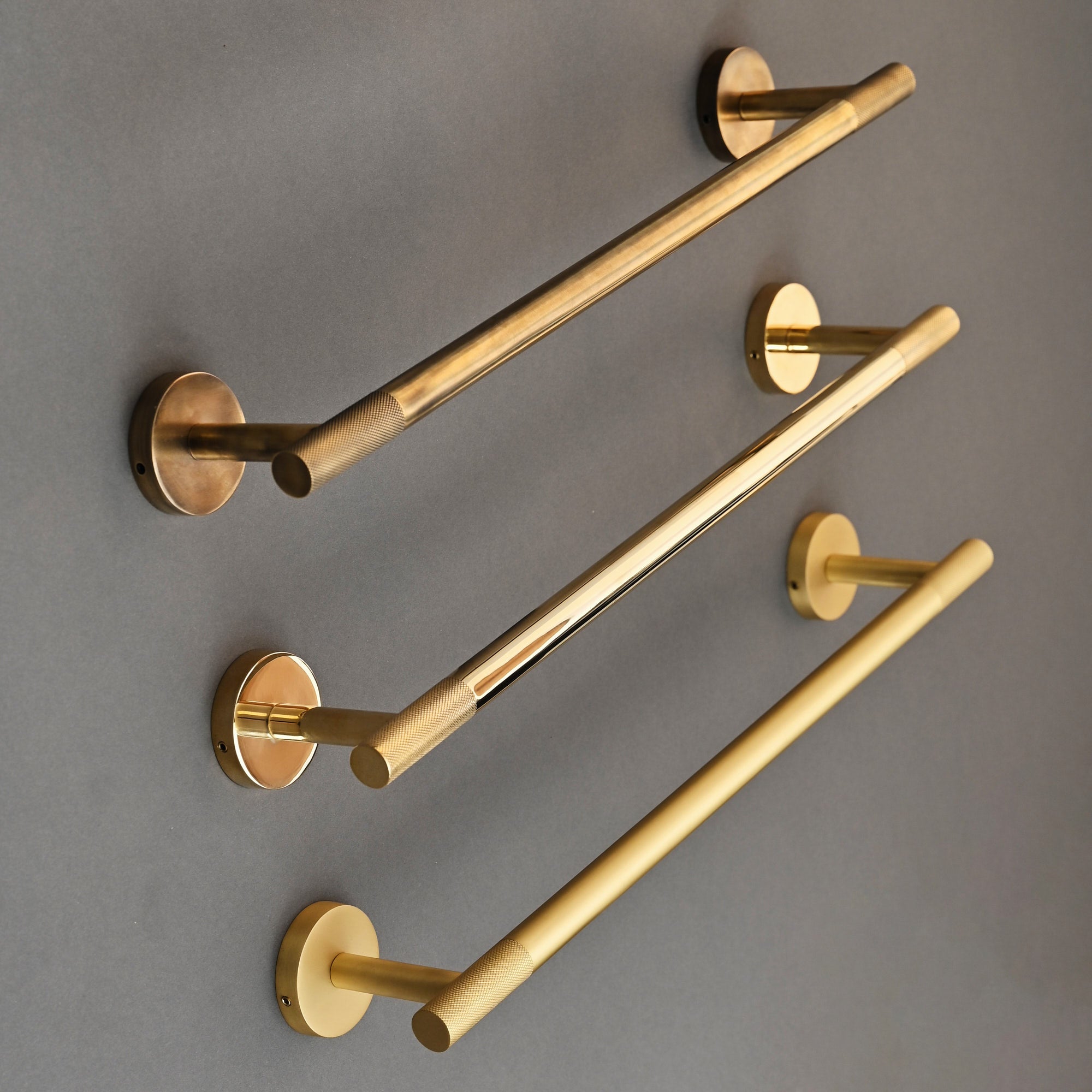 Luxe Knurled Brass Bar Towel Rail - Towel Rails - Yester Home - Yester Home