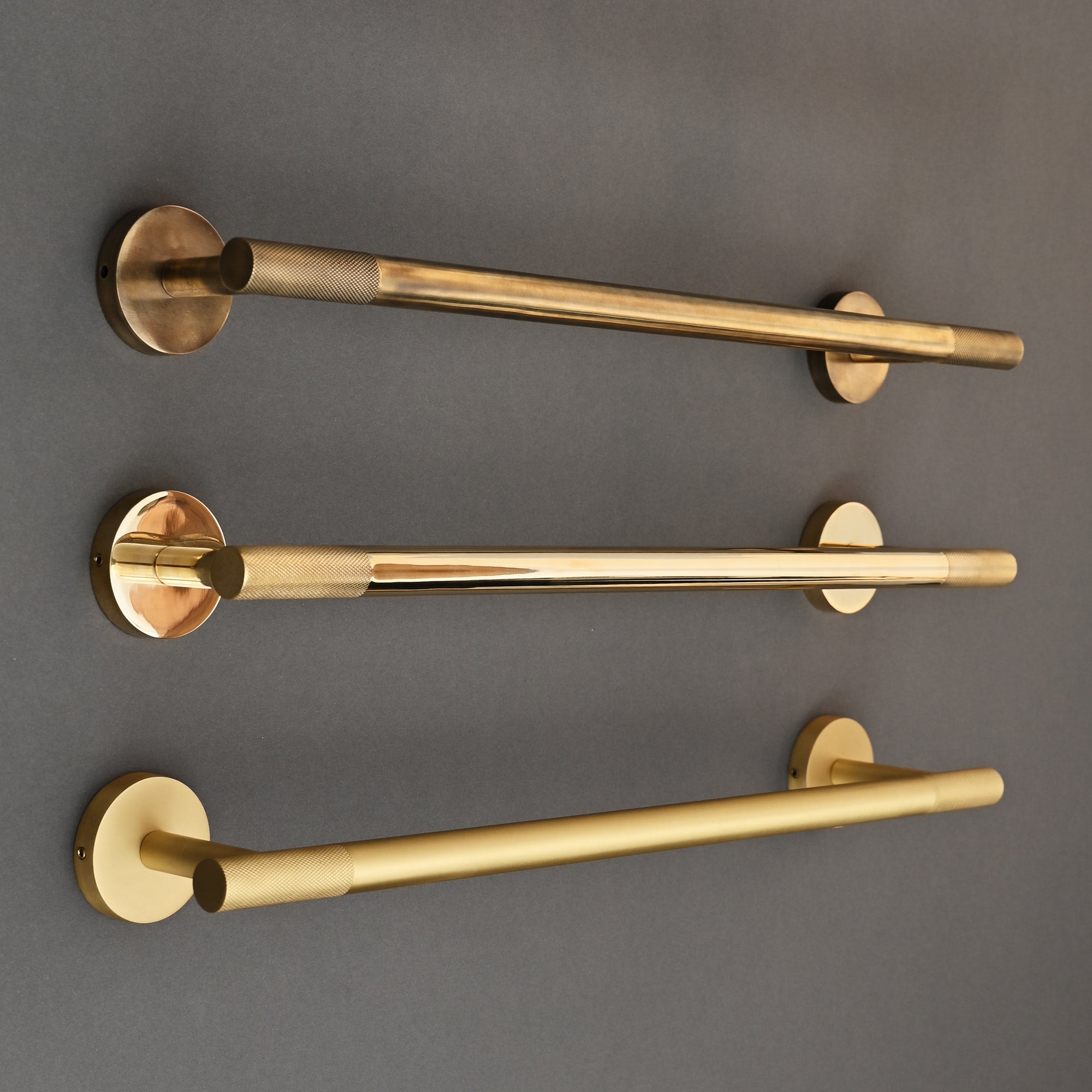 Luxe Knurled Brass Bar Towel Rail - Towel Rails - Yester Home - Yester Home