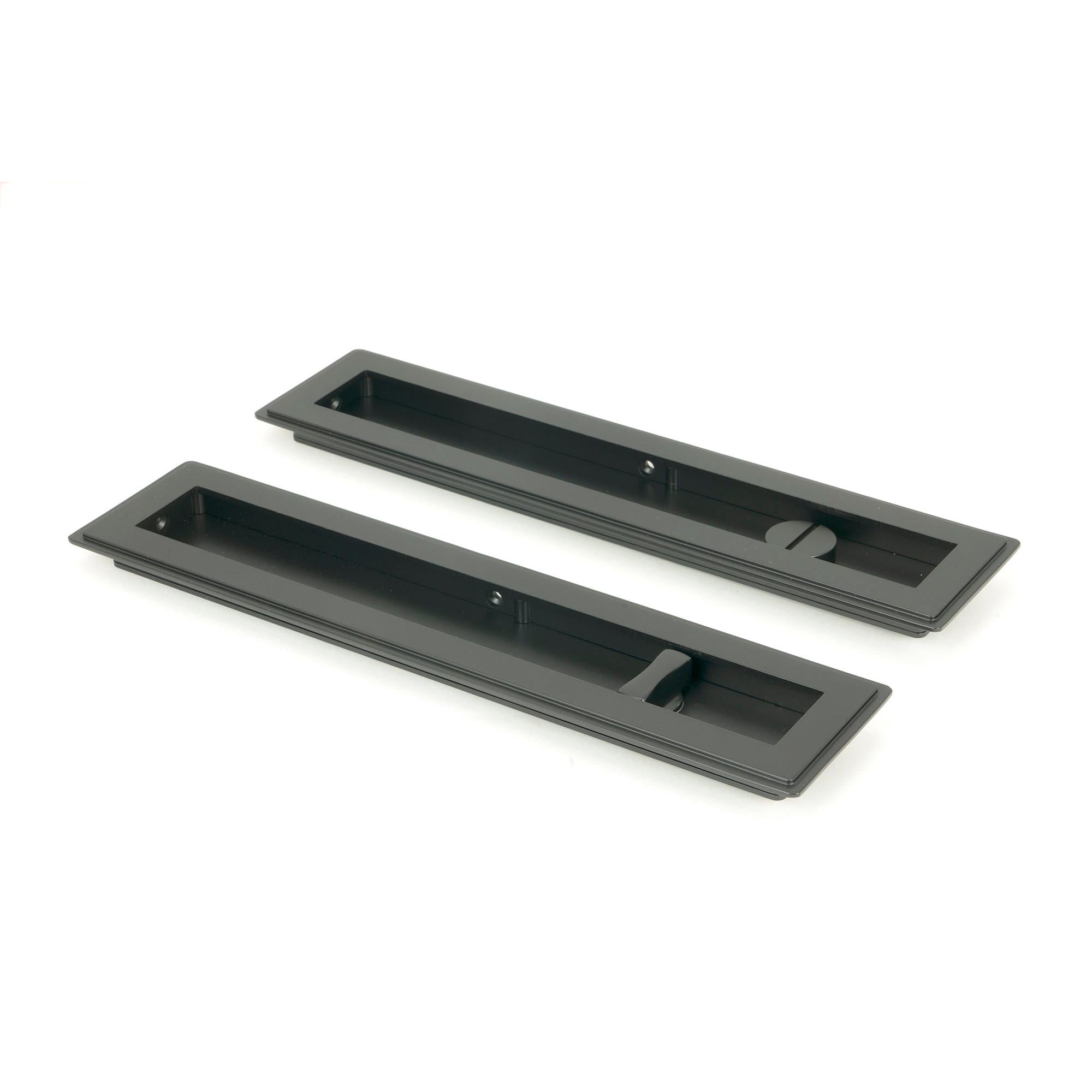 Matt Black 250mm Art Deco Rectangular Pull - Privacy Set | From The Anvil - Cabinet Pulls - From The Anvil - Yester Home