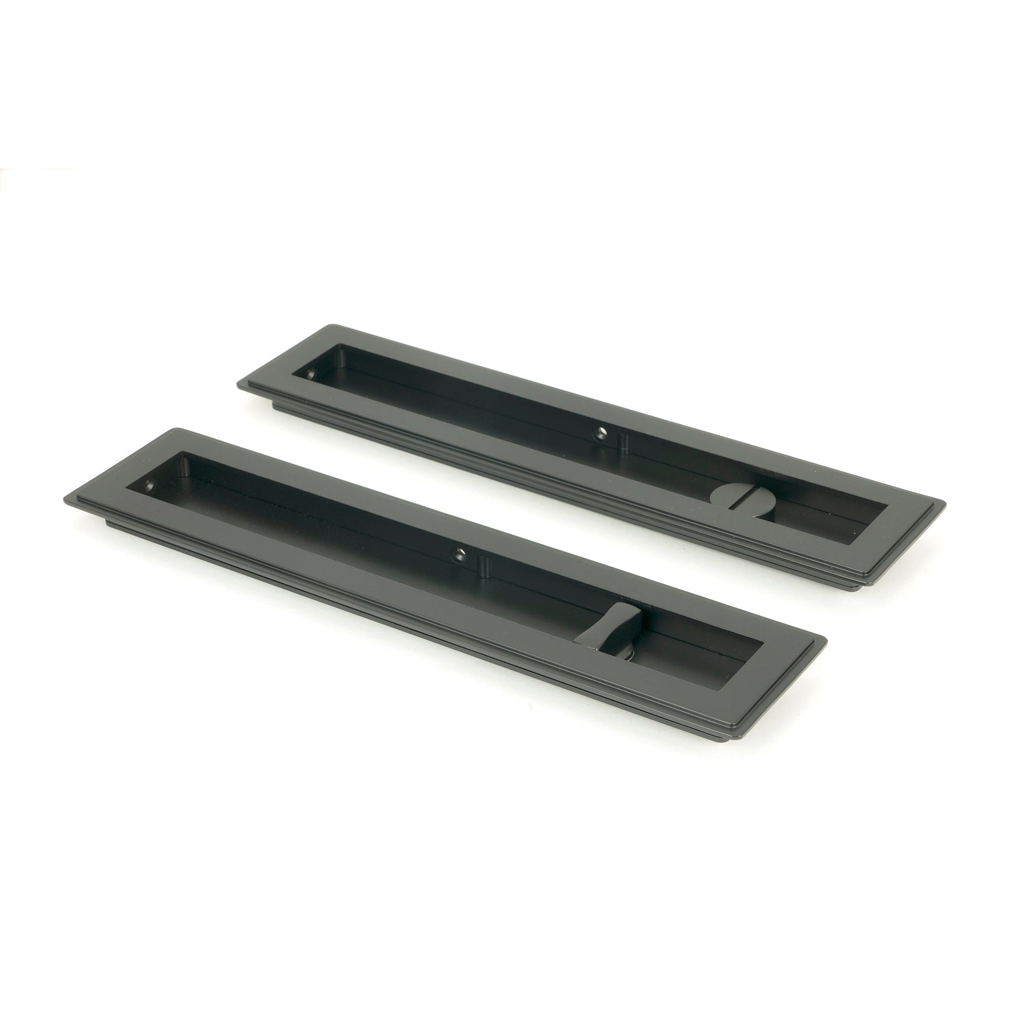 Matt Black 250mm Art Deco Rectangular Pull - Privacy Set | From The Anvil-Cabinet Pulls-Yester Home