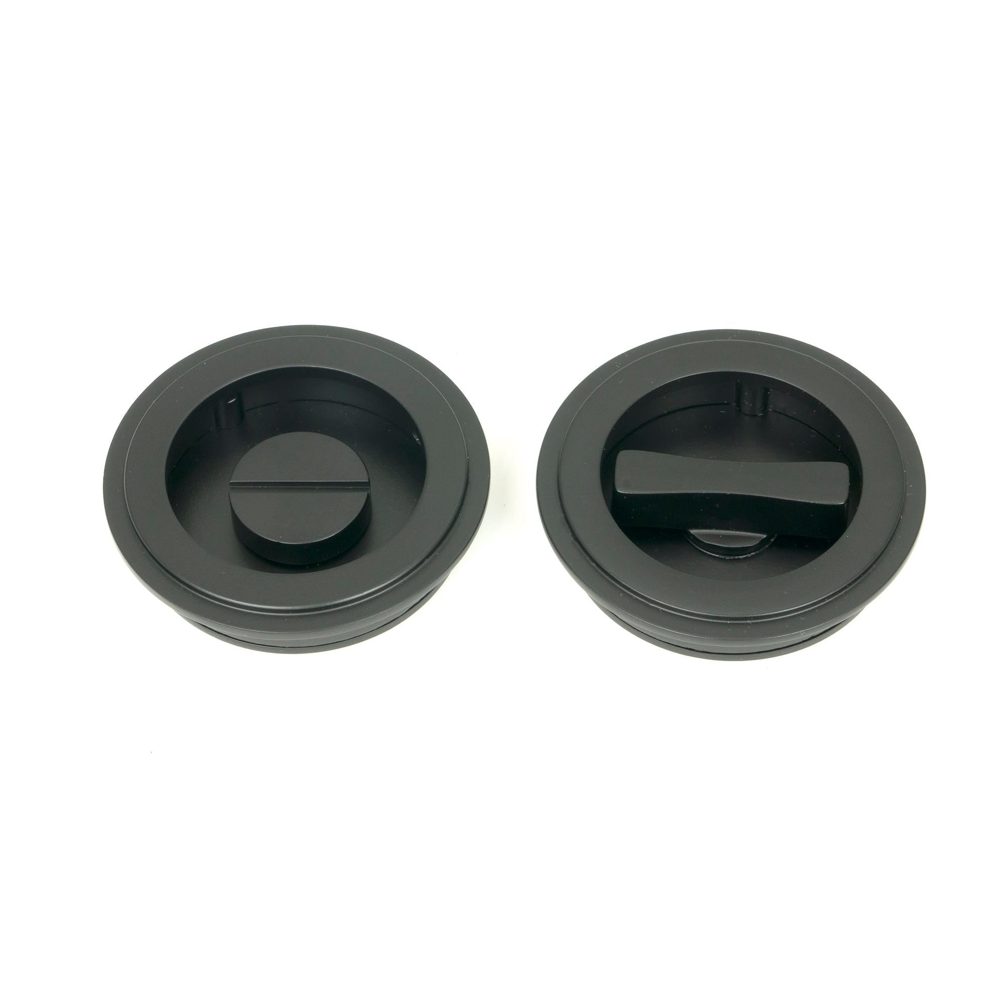 Matt Black 60mm Art Deco Round Pull - Privacy Set | From The Anvil - Cabinet Pulls - From The Anvil - Yester Home