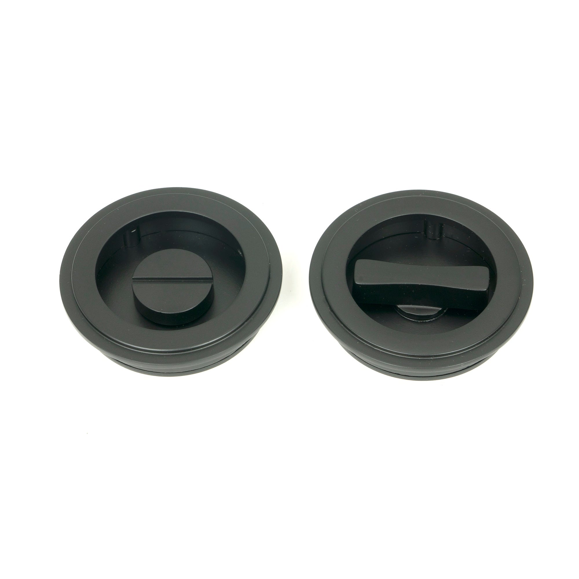 Matt Black 60mm Art Deco Round Pull - Privacy Set | From The Anvil-Cabinet Pulls-Yester Home