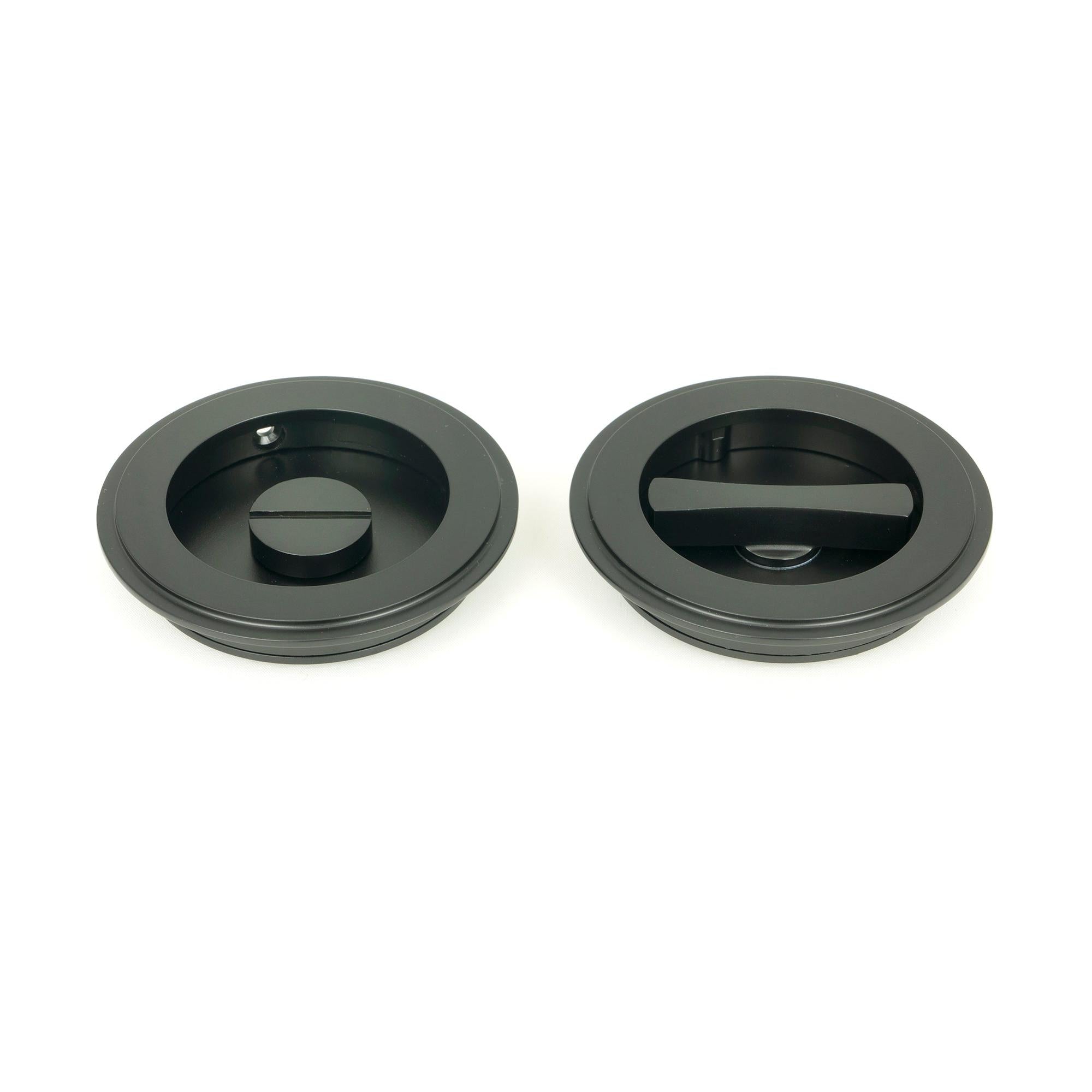 Matt Black 75mm Art Deco Round Pull - Privacy Set | From The Anvil - Cabinet Pulls - From The Anvil - Yester Home