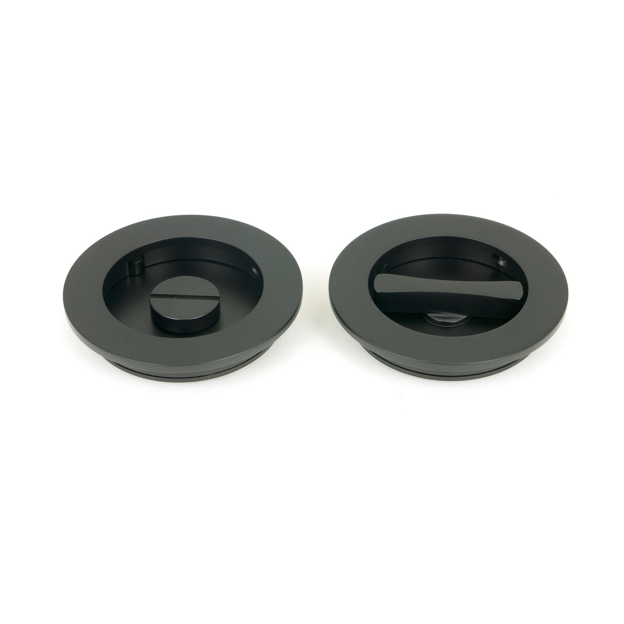 Matt Black 75mm Plain Round Pull - Privacy Set | From The Anvil-Cabinet Pulls-Yester Home