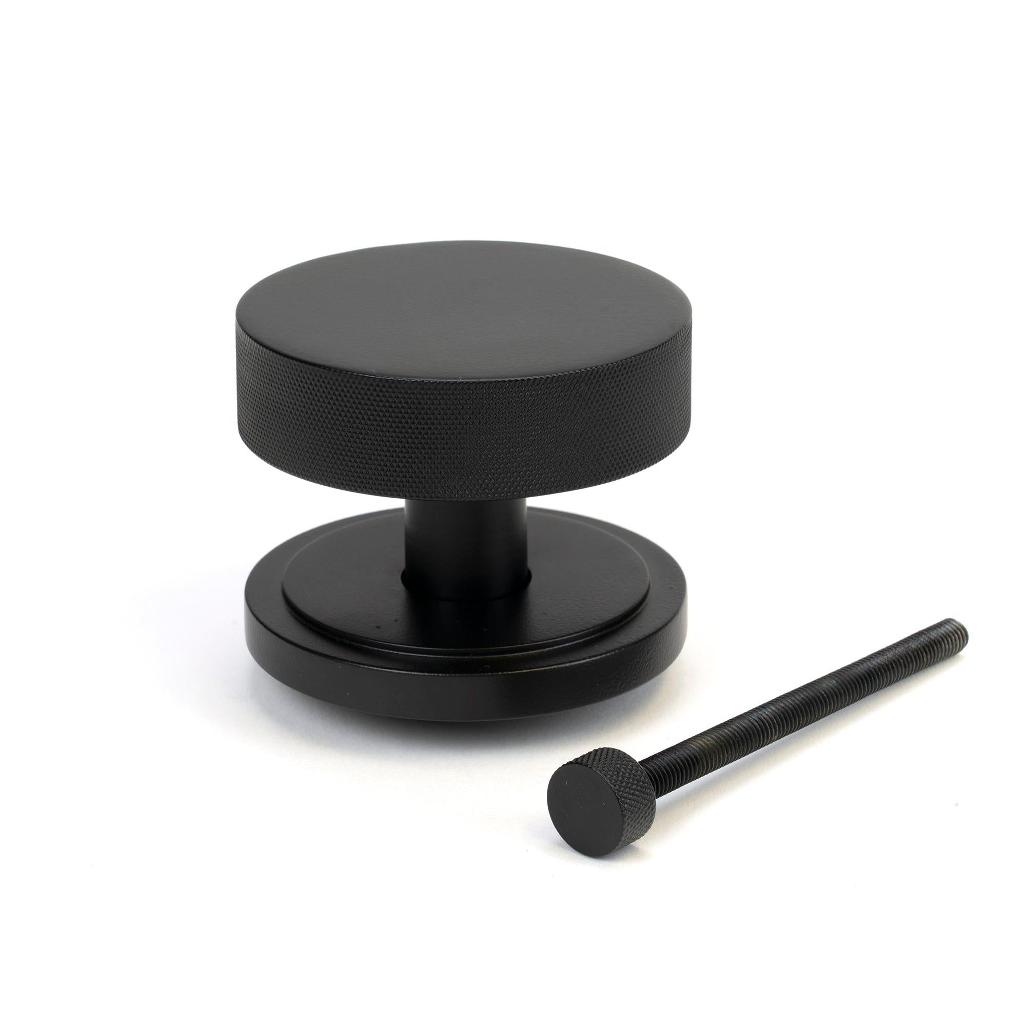 Matt Black Brompton Centre Door Knob (Art Deco) | From The Anvil - Centre Door Knobs - From The Anvil - Yester Home
