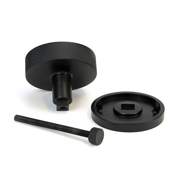 Matt Black Brompton Centre Door Knob (Plain) | From The Anvil-Centre Door Knobs-Yester Home