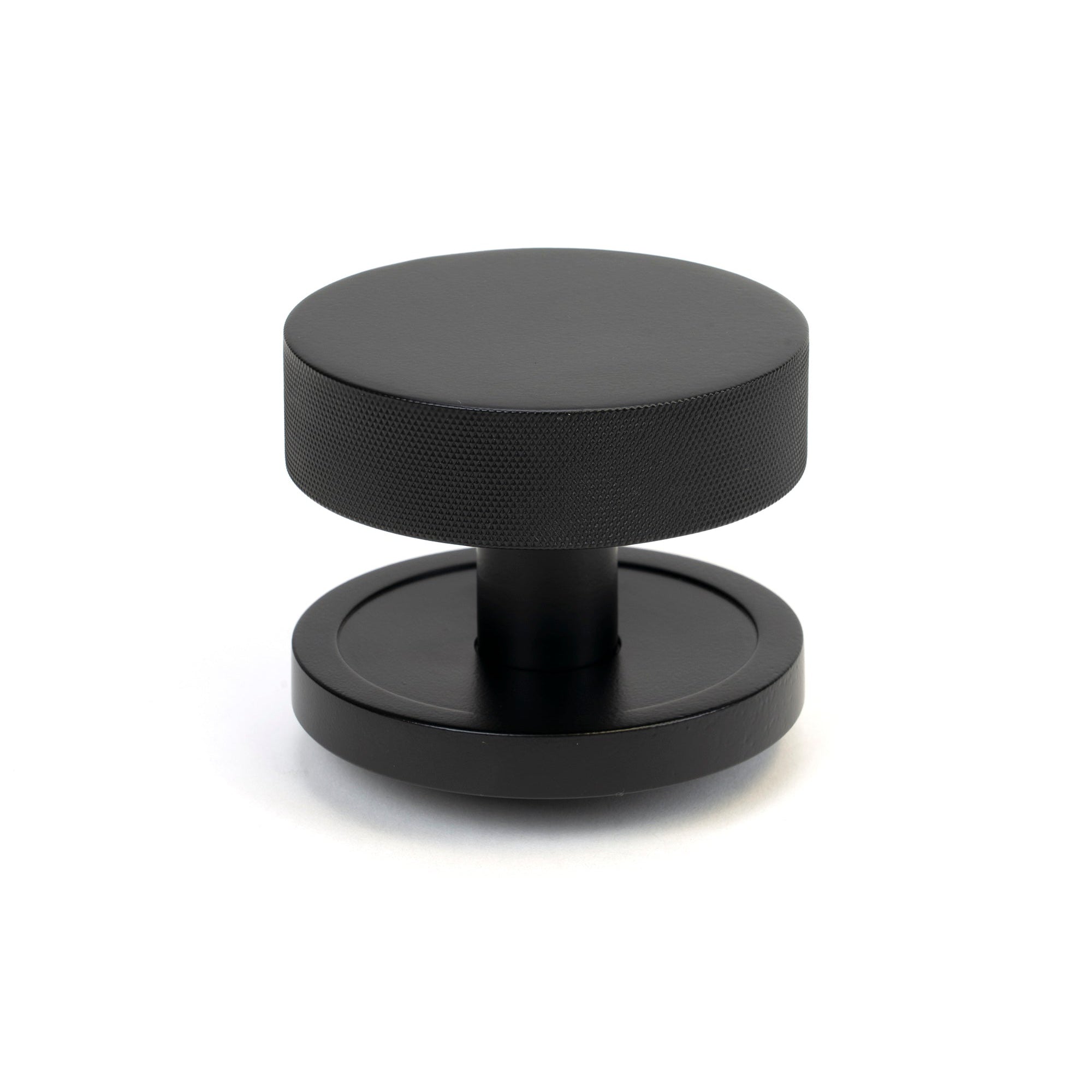 Matt Black Brompton Centre Door Knob (Plain) | From The Anvil-Centre Door Knobs-Yester Home