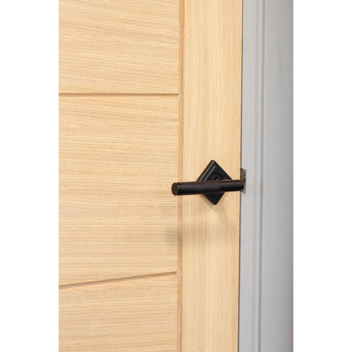 Matt Black Brompton Lever on Rose Set (Square) - Unsprung | From The Anvil-Concealed-Yester Home