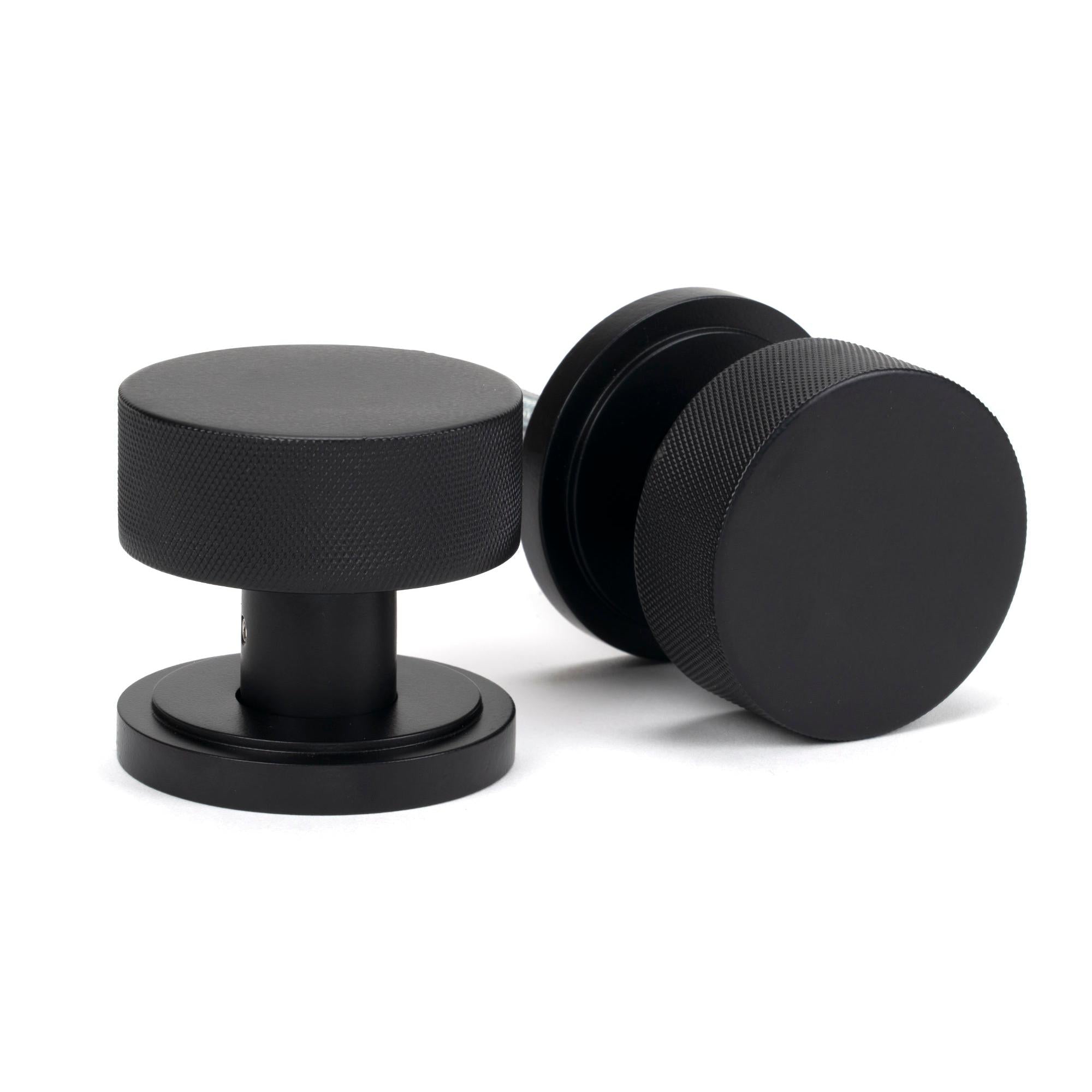 Matt Black Brompton Mortice/Rim Knob Set (Art Deco) | From The Anvil - Mortice Knobs - From The Anvil - Yester Home