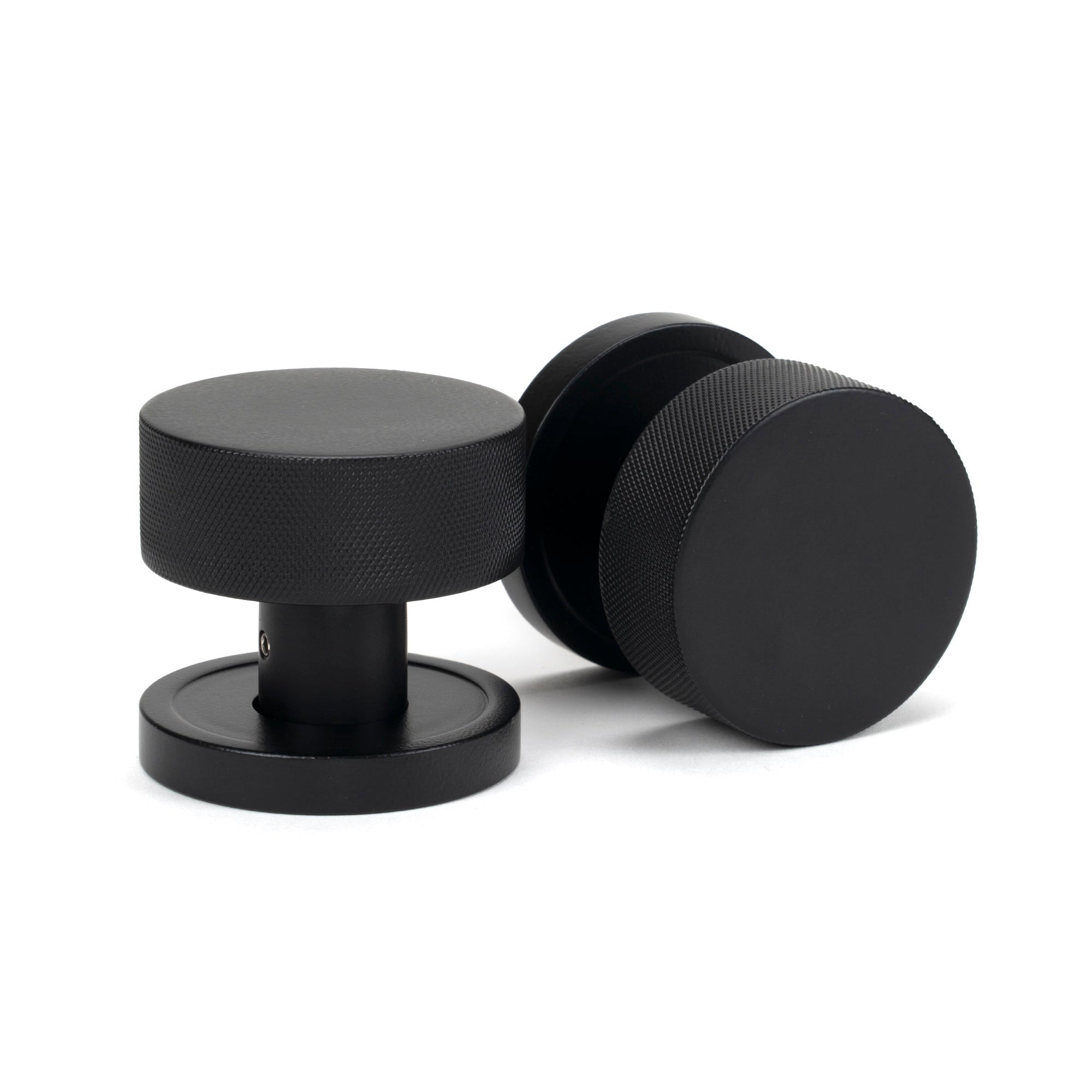 Matt Black Brompton Mortice/Rim Knob Set (Plain) | From The Anvil-Mortice Knobs-Yester Home