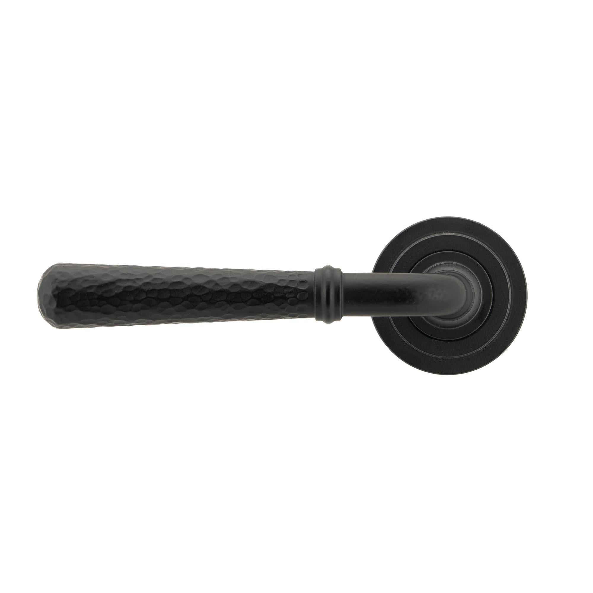 Matt Black Hammered Newbury Lever on Rose Set (Art Deco) | From The Anvil - Concealed - From The Anvil - Yester Home
