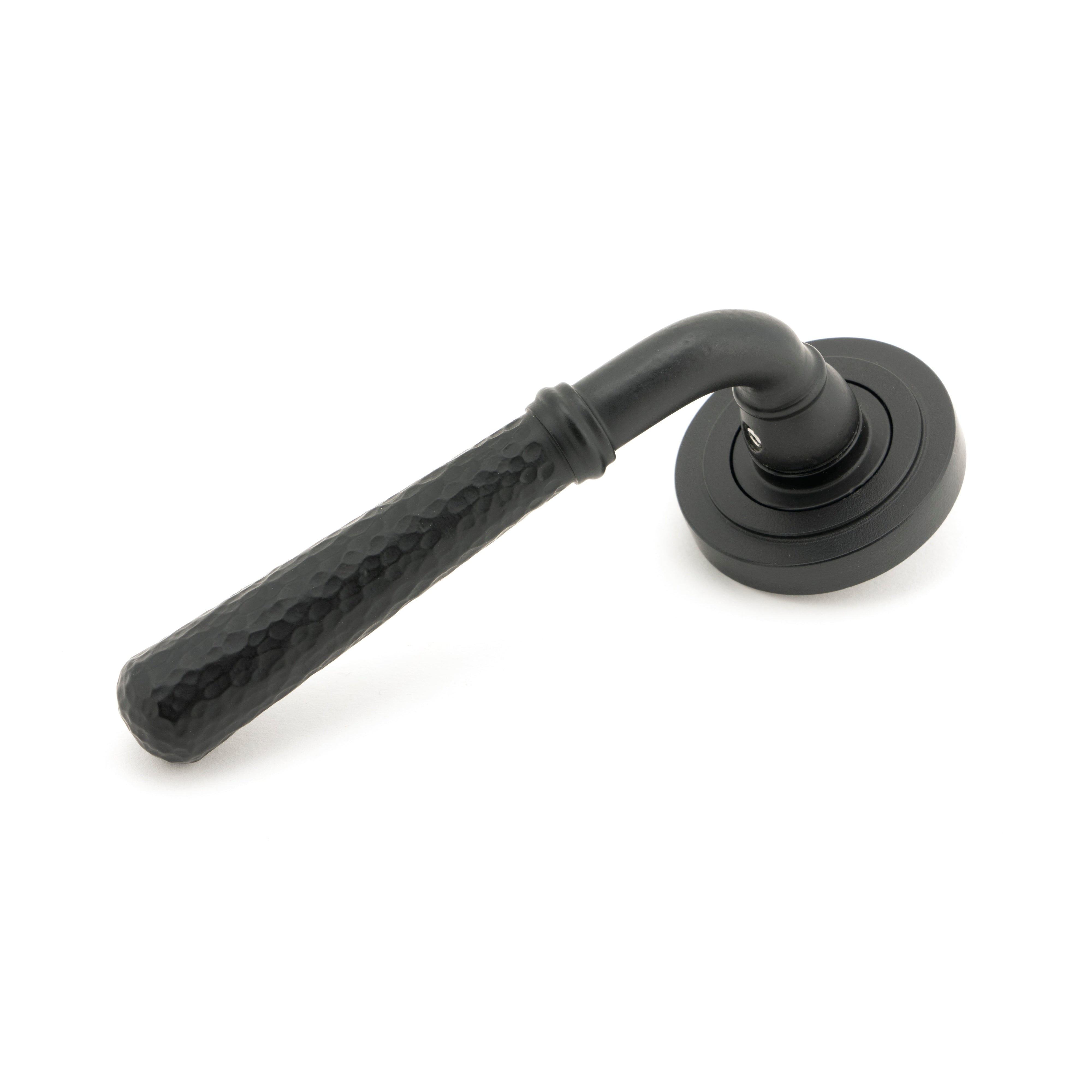 Matt Black Hammered Newbury Lever on Rose Set (Art Deco) | From The Anvil-Concealed-Yester Home