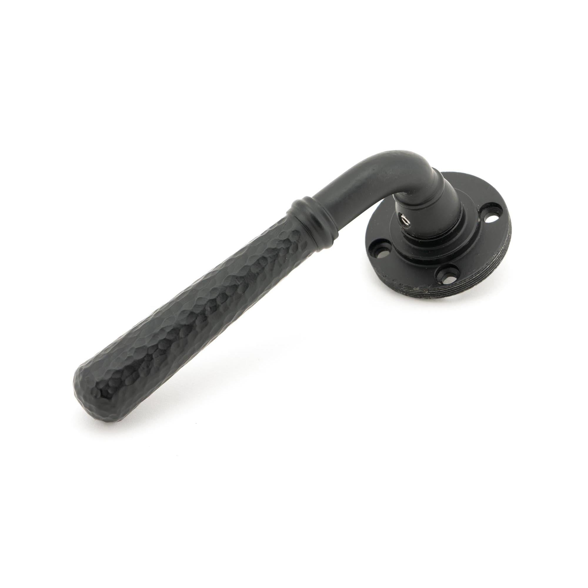 Matt Black Hammered Newbury Lever on Rose Set (Beehive) - Unsprung | From The Anvil - Concealed - From The Anvil - Yester Home