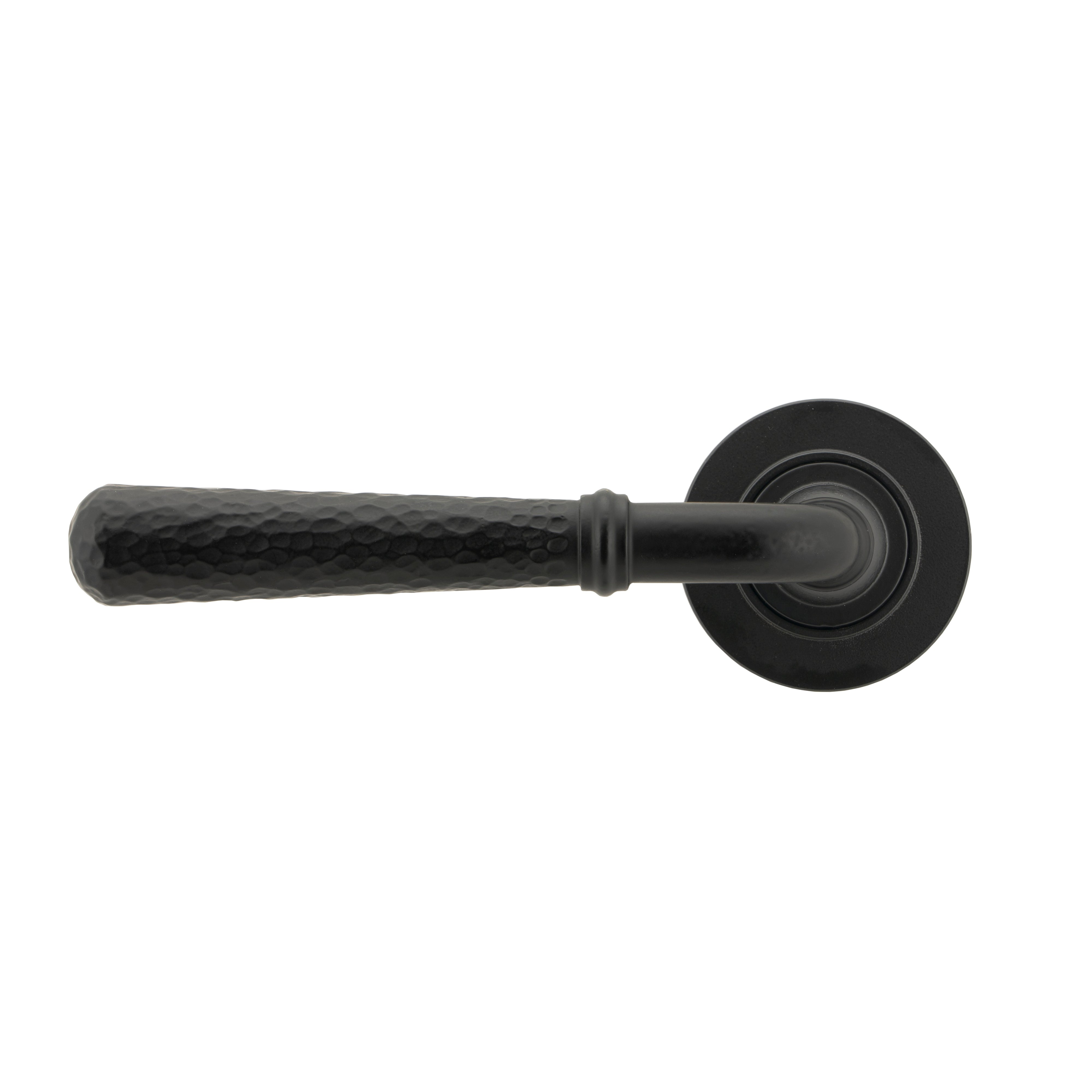 Matt Black Hammered Newbury Lever on Rose Set (Plain) - Unsprung | From The Anvil-Concealed-Yester Home