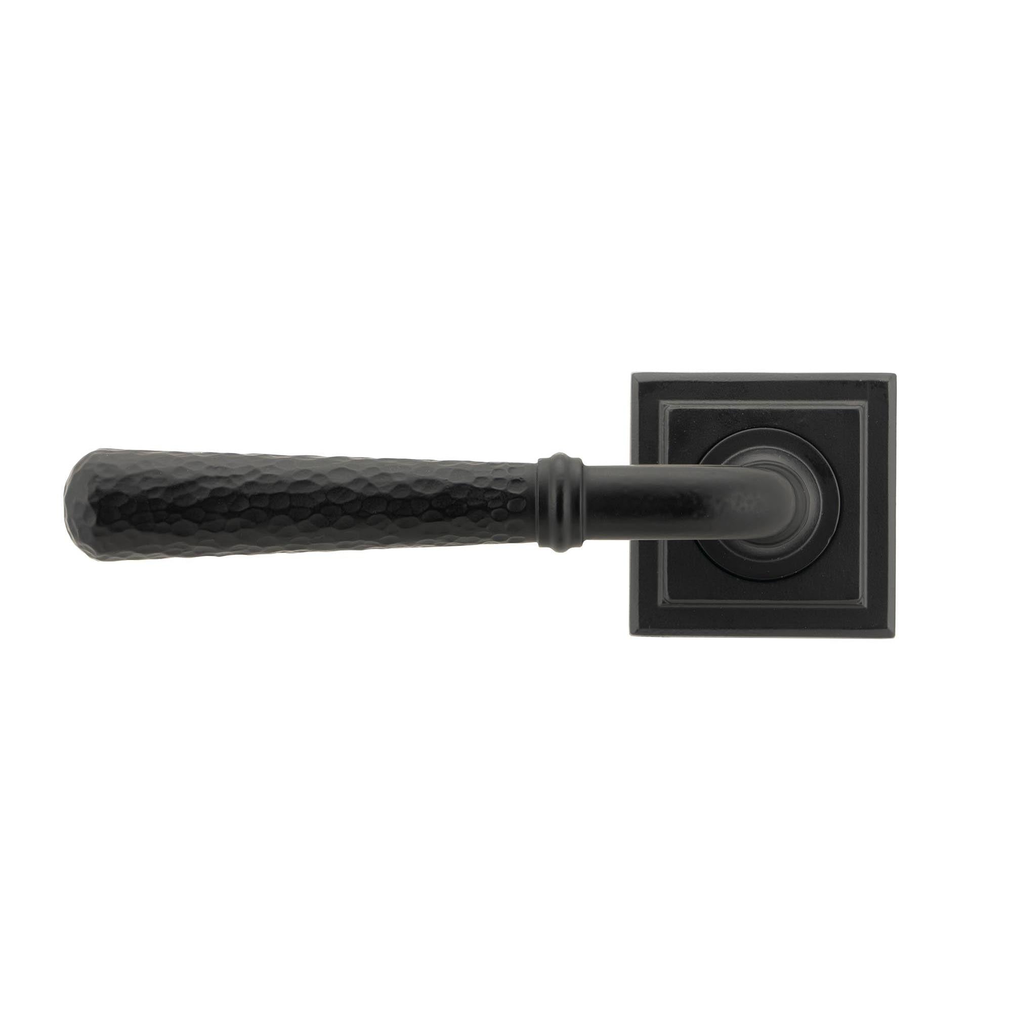 Matt Black Hammered Newbury Lever on Rose Set (Square) | From The Anvil - Concealed - From The Anvil - Yester Home