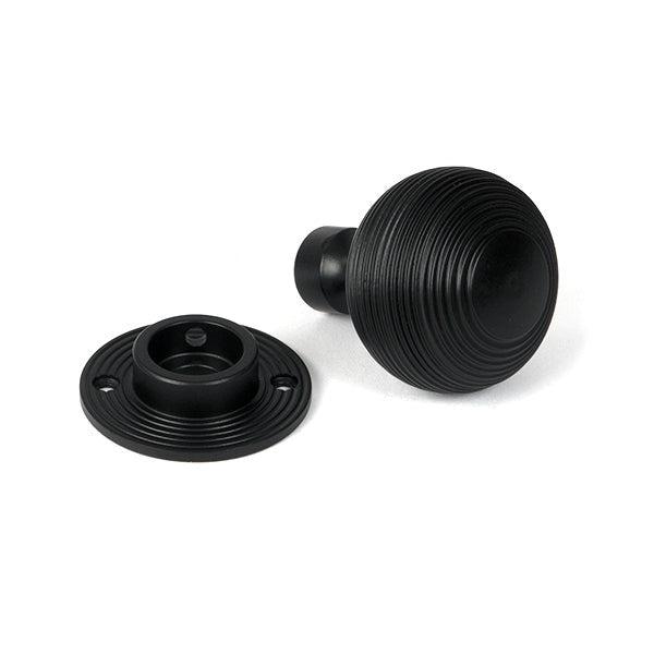 Matt Black Heavy Beehive Mortice/Rim Knob Set | From The Anvil-Mortice Knobs-Yester Home